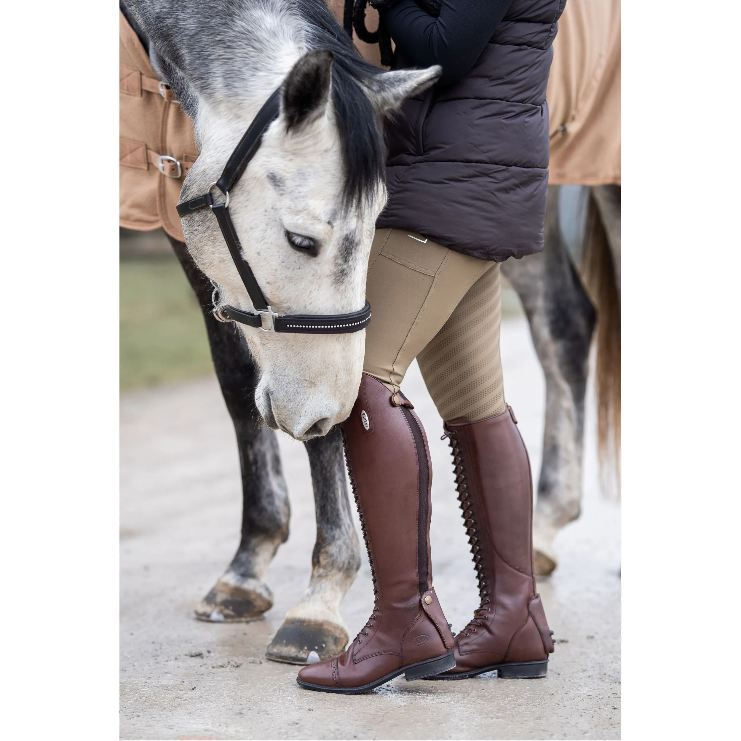 Damen Reitstiefel BOLOGNA Polo Echtleder braun