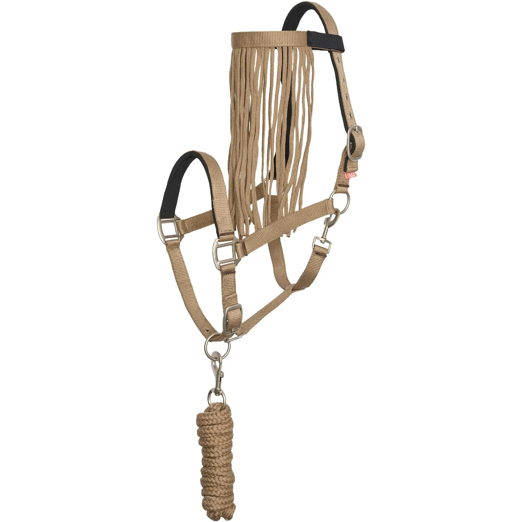 Halfter Set Nylon mit Anbindestrick und Fliegenfranse IRH sandy beige