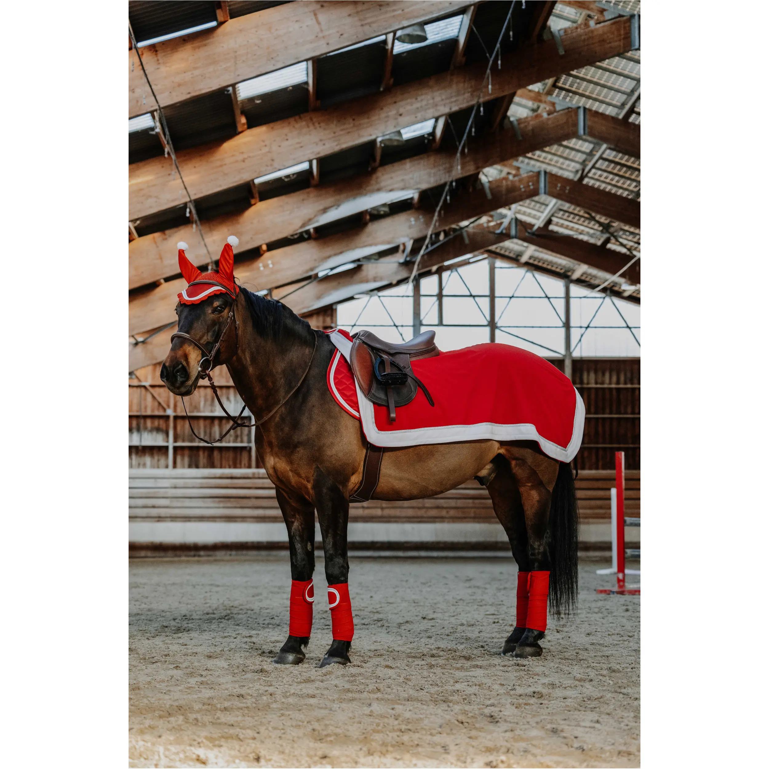 Fleecebandagen XMAS weiß/rot 3m 
