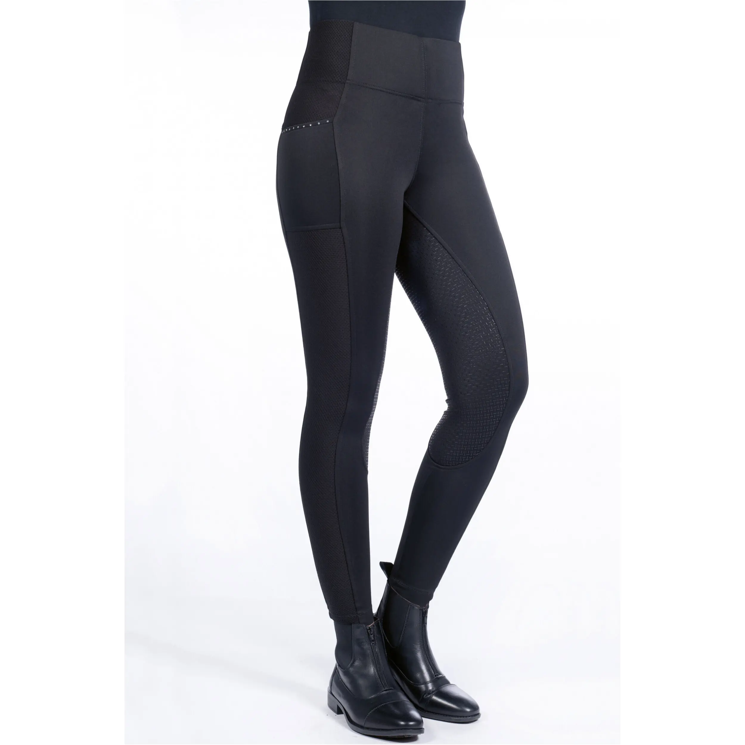 Damen Reitleggings Silikon Vollbesatz MESH STYLE schwarz