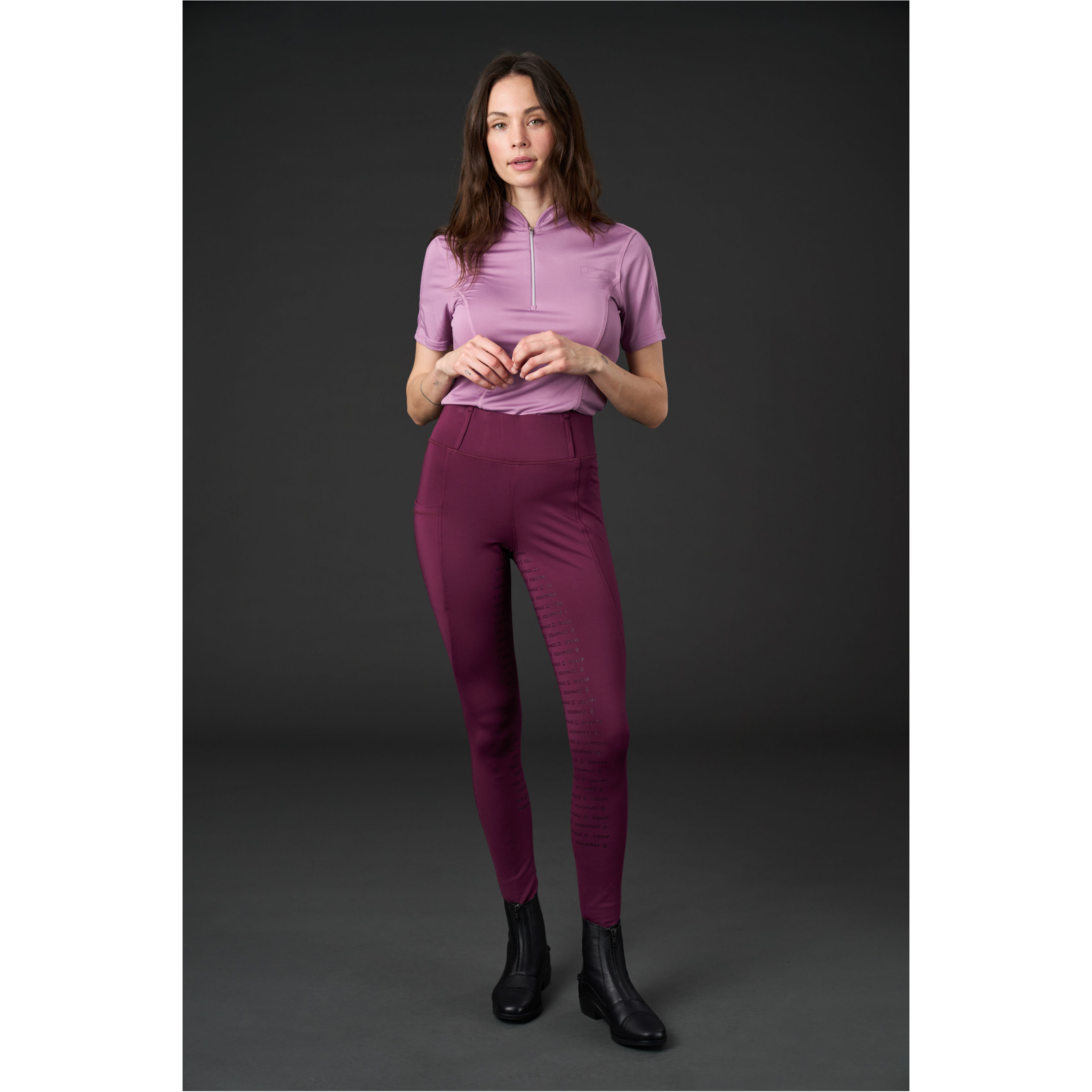 Damen Reitleggings Silikon Vollbesatz KENDRA italian plum