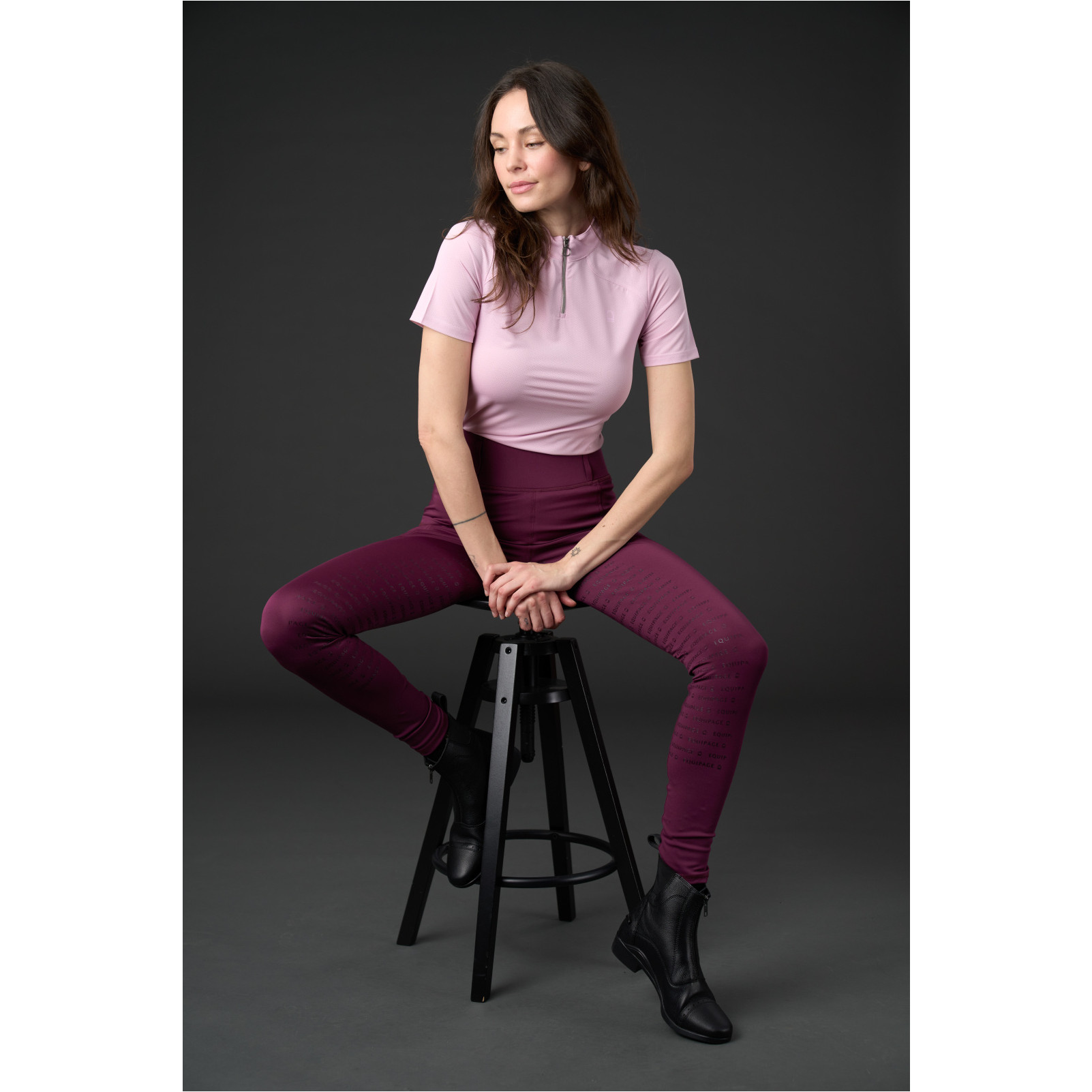 Damen Reitleggings Silikon Vollbesatz KENDRA italian plum