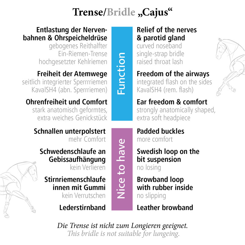 Trensenzaum englisch kombiniert CAJUS schwarz