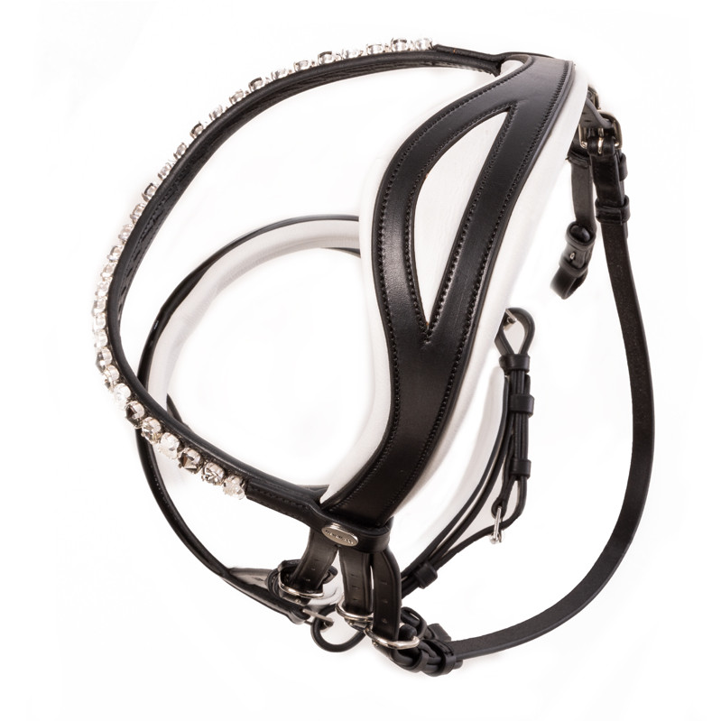 Trensenzaum schwedisch kombiniert ZORA schwarz lack/weiß Trensenzaum schwedisch kombiniert ZORA schwarz lack/weiß