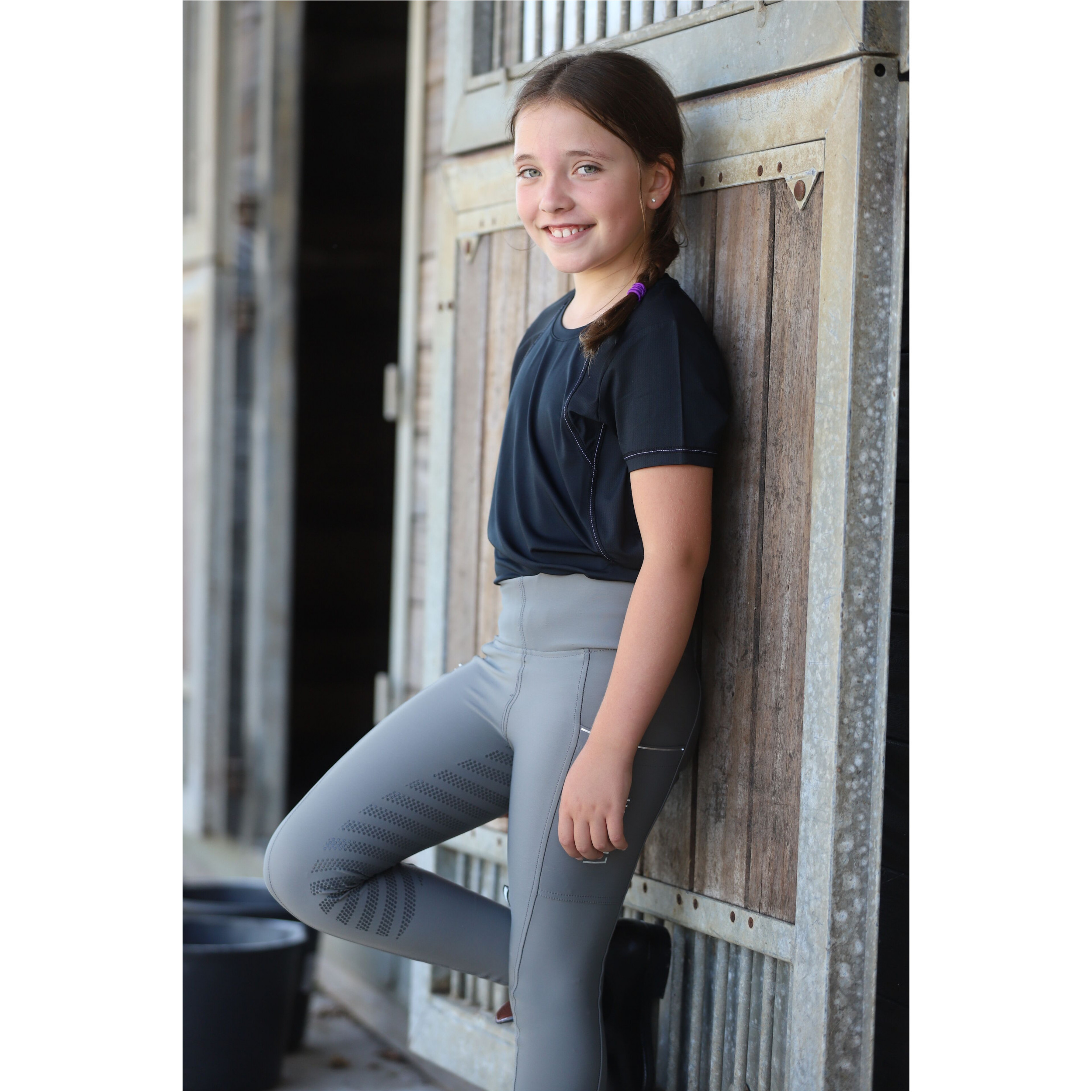 Kinder Reitleggings Silikon Vollbesatz FENJA stone