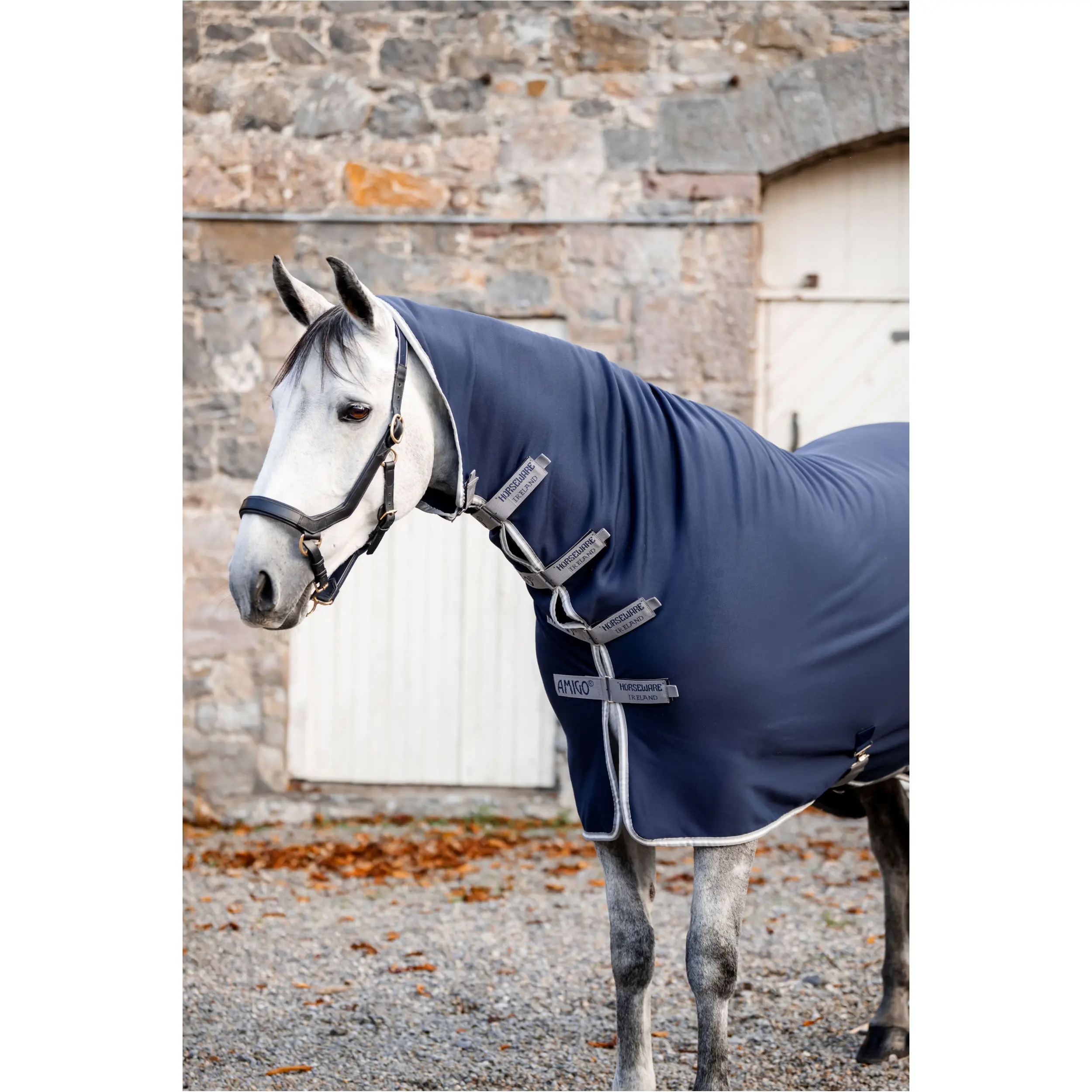 Abschwitzdecke mit festem Halsteil AMIGO Jersey Integrated Cooler navy/titanium grey/silver