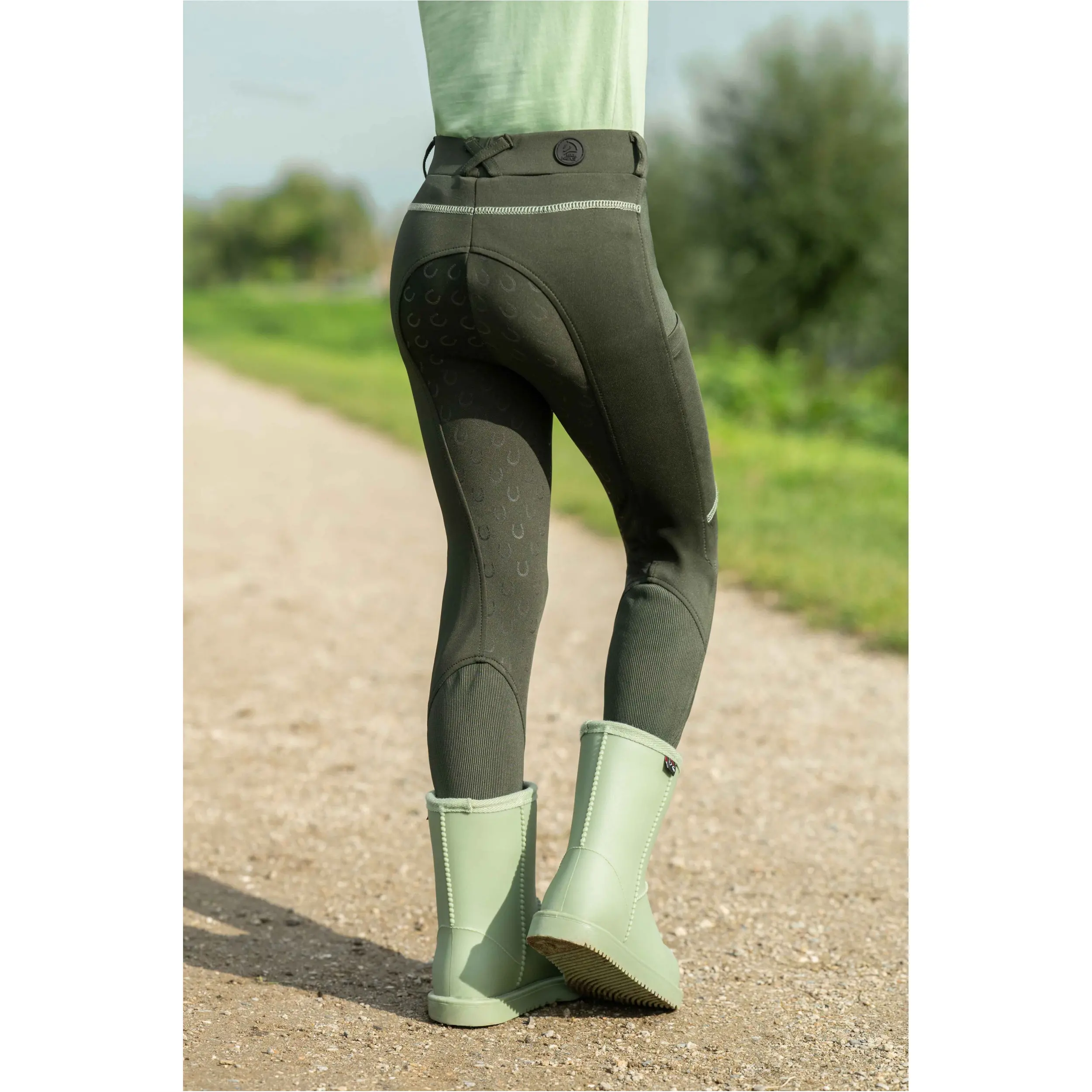 Kinder Reitleggings Silikon Vollbesatz CLAIRE graugrün