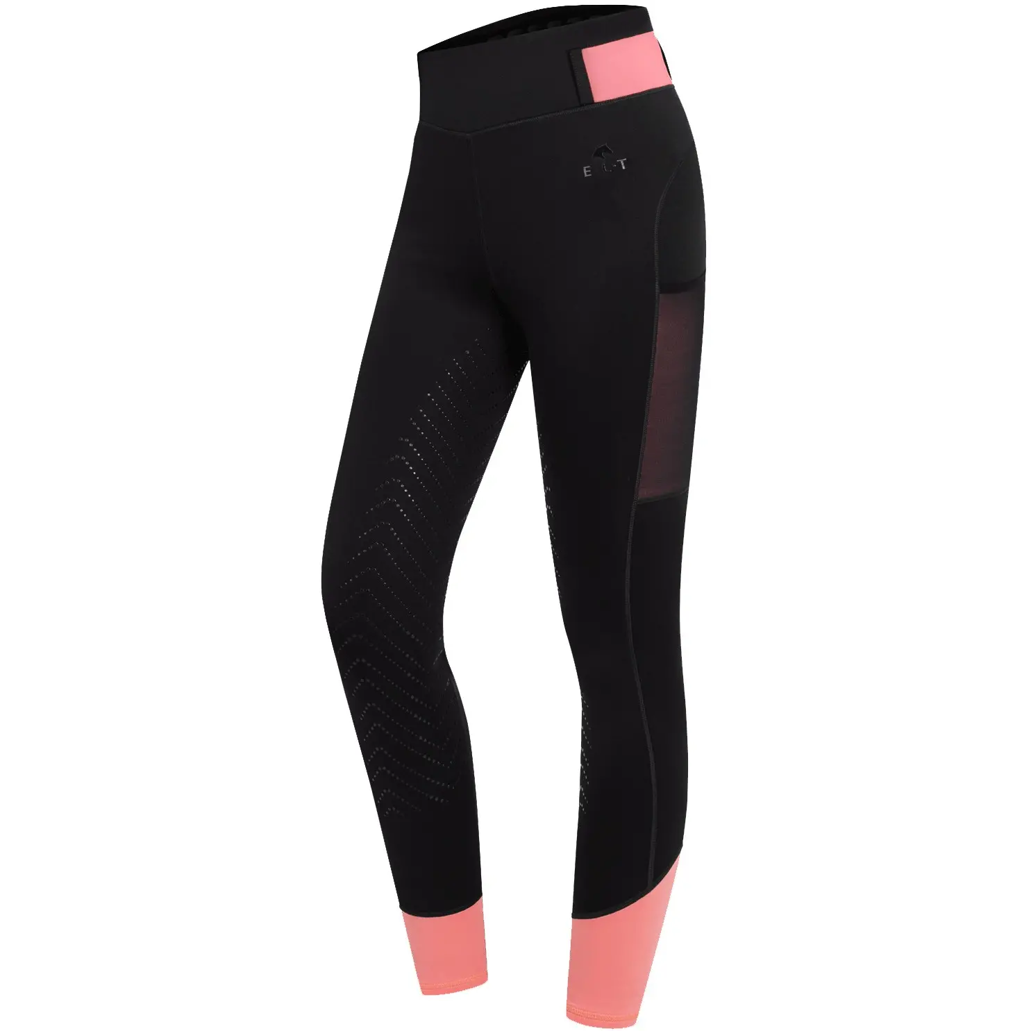 Kinder Reitleggings Silikon Vollbesatz NOEMI schwarz/flamingo