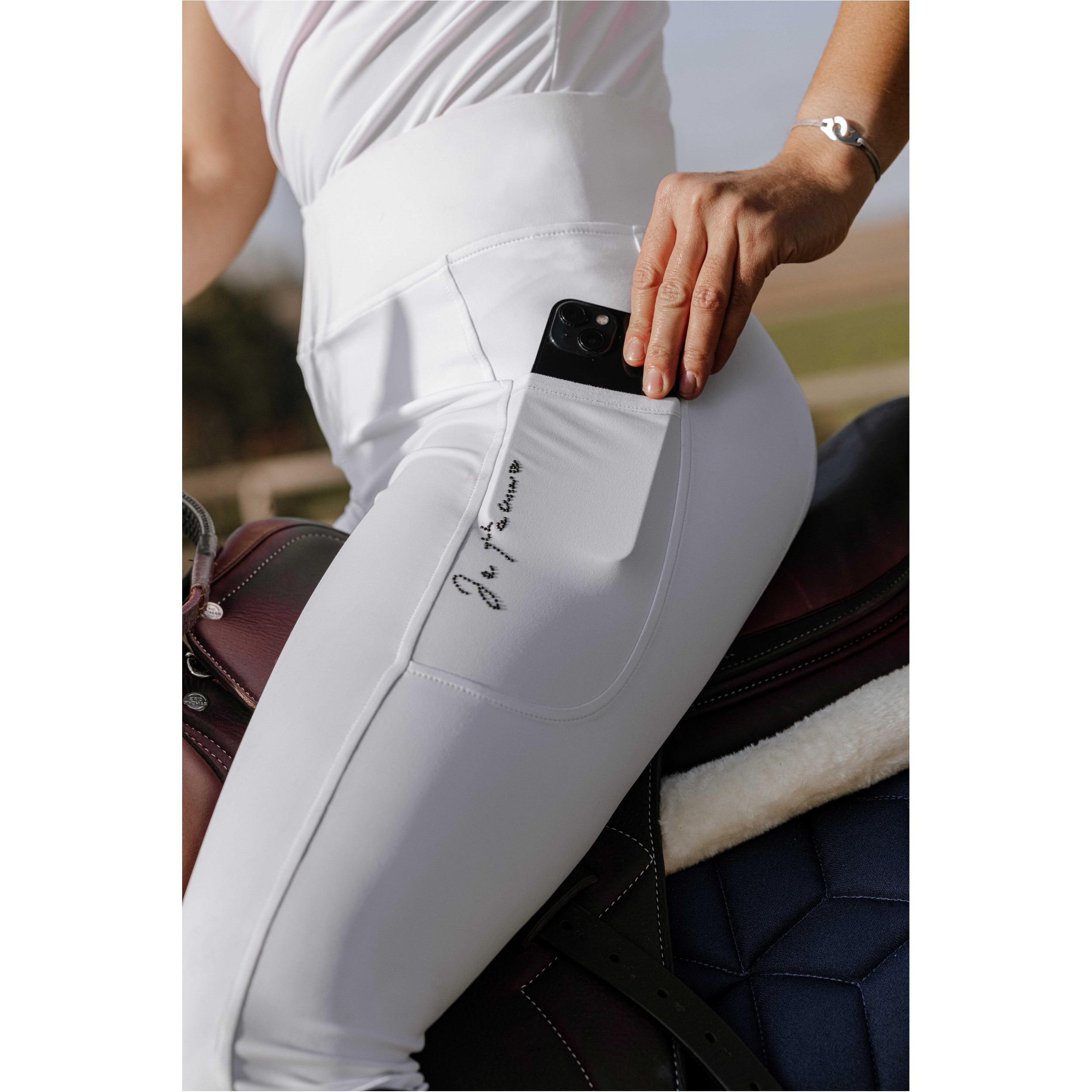Damen Reitleggings Silikon Vollbesatz FLORA Kreuzbund weiß