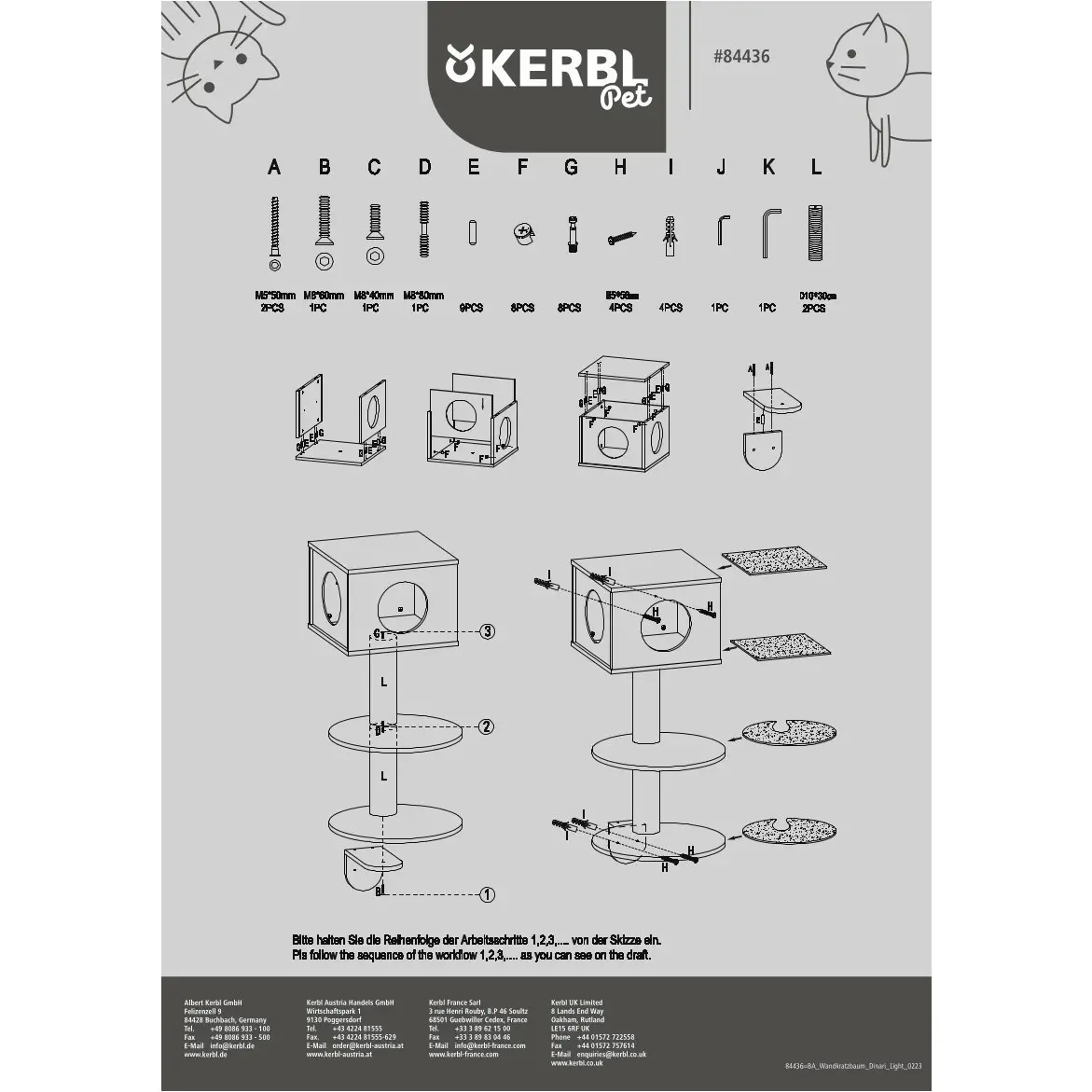 Wandkratzbaum DINARI light braun/weiß 45x45x106cm Wandkratzbaum DINARI light braun/weiß 45x45x106cm