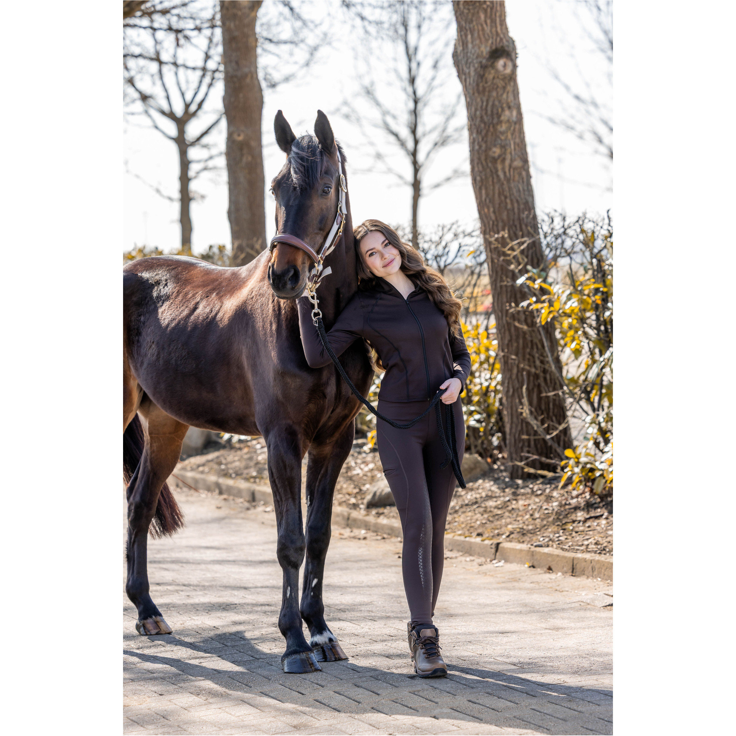 Winter Damen Reitleggings Silikon Vollbesatz RIO dunkelbraun