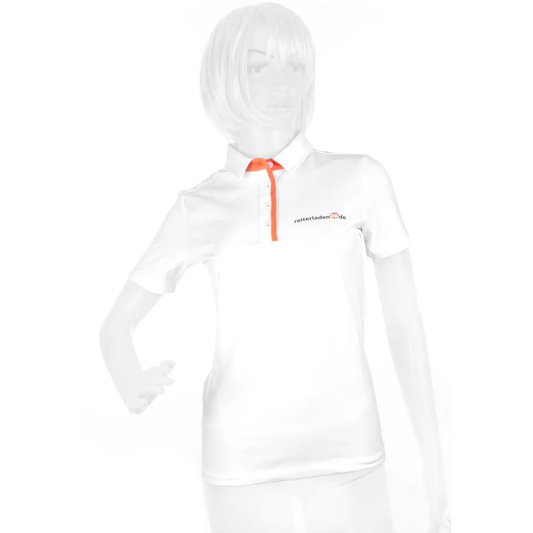 Damen Poloshirt -Reiterladen24- weiß/orange