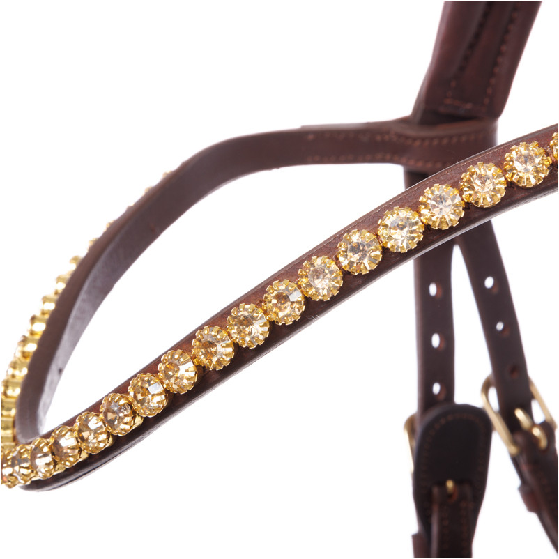 Trensenzaum englisch kombiniert CALIANO CERRA Leder geölt braun/messing