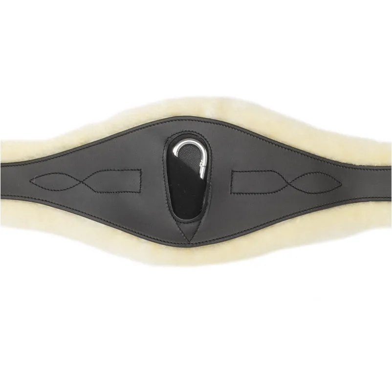 Ledersattelgurt geölt mit Kunstfell und Elast COMFORT schwarz/beige