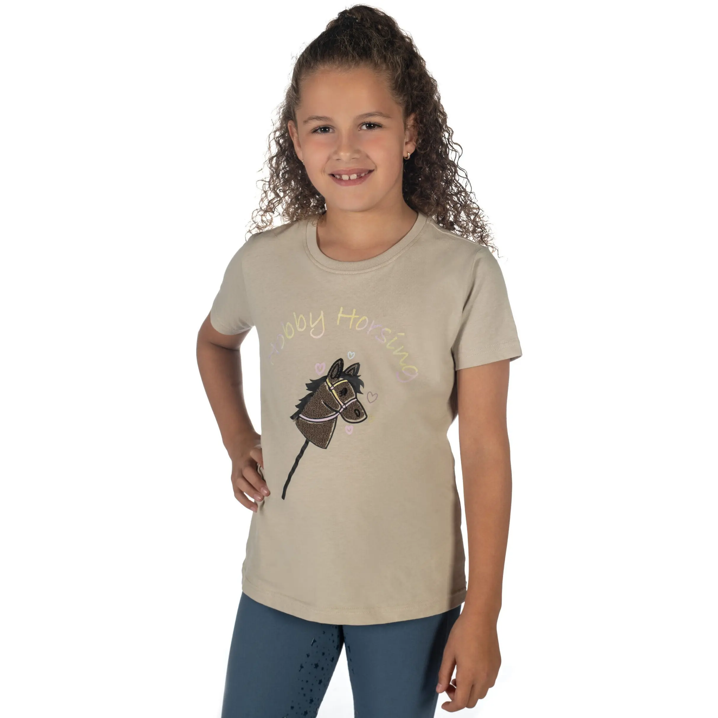 Kinder T-Shirt HOBBY HORSING RAINBOW beige