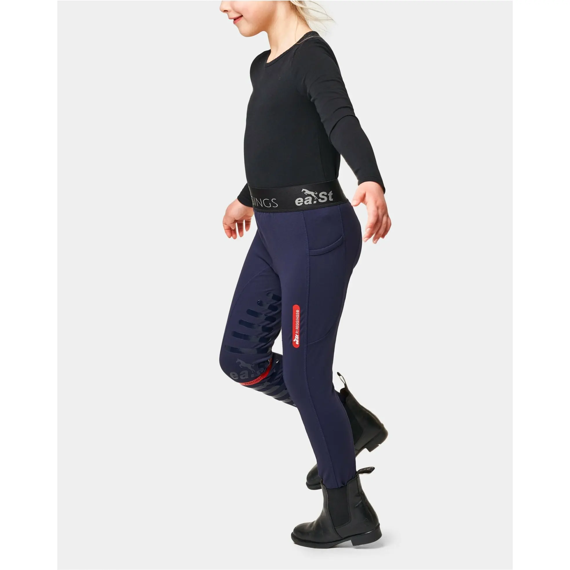 Kinder Reitleggings Silikon Halbbesatz REGGINGS R1 midnight blue
