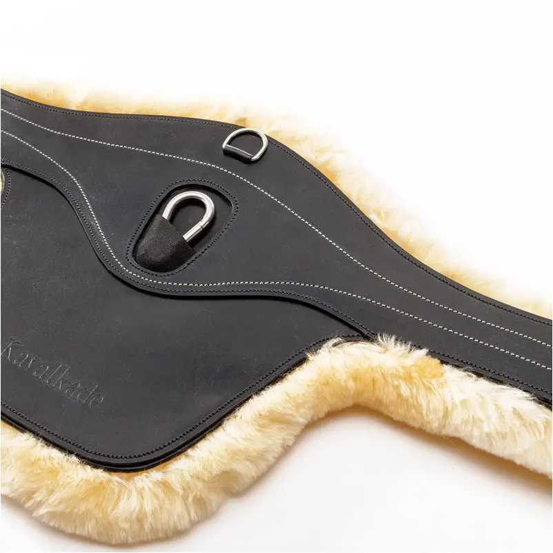 Sattelgurt Lammfell mit Bauchlatz und Elast EXCELLENCE schwarz