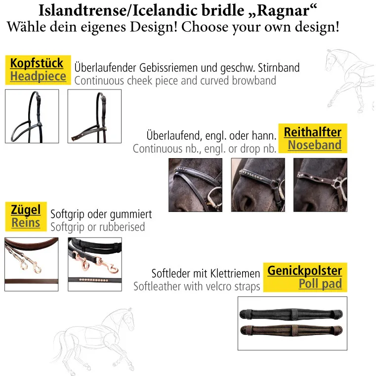 Reithalfter Island hannoveranisch RAGNAR schwarz/rosé