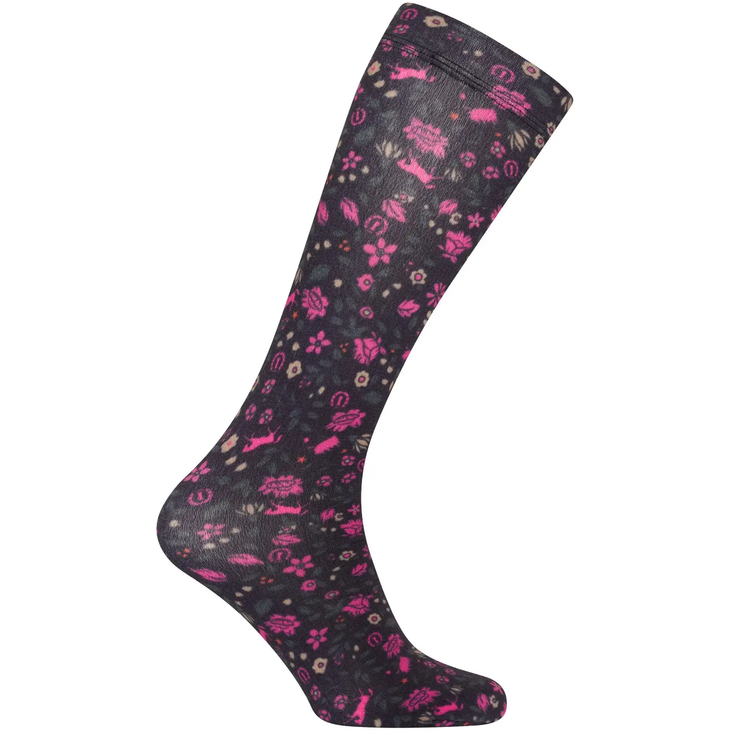 Damen Reitsocken IRHFlowerbomb AOP schwarz