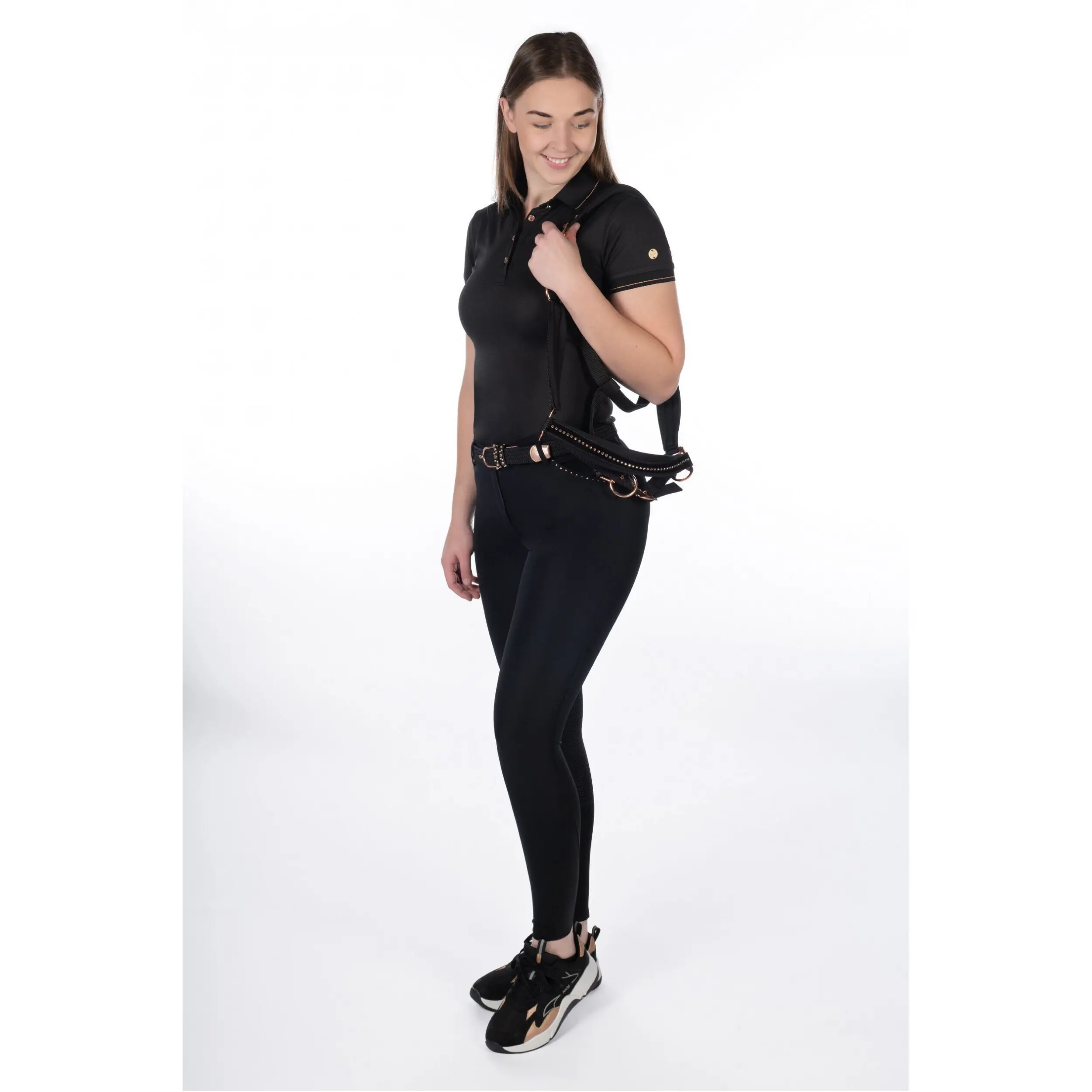 Damen Reithose Silikon Vollbesatz ROSEGOLD GLAMOUR STYLE schwarz/rosegold