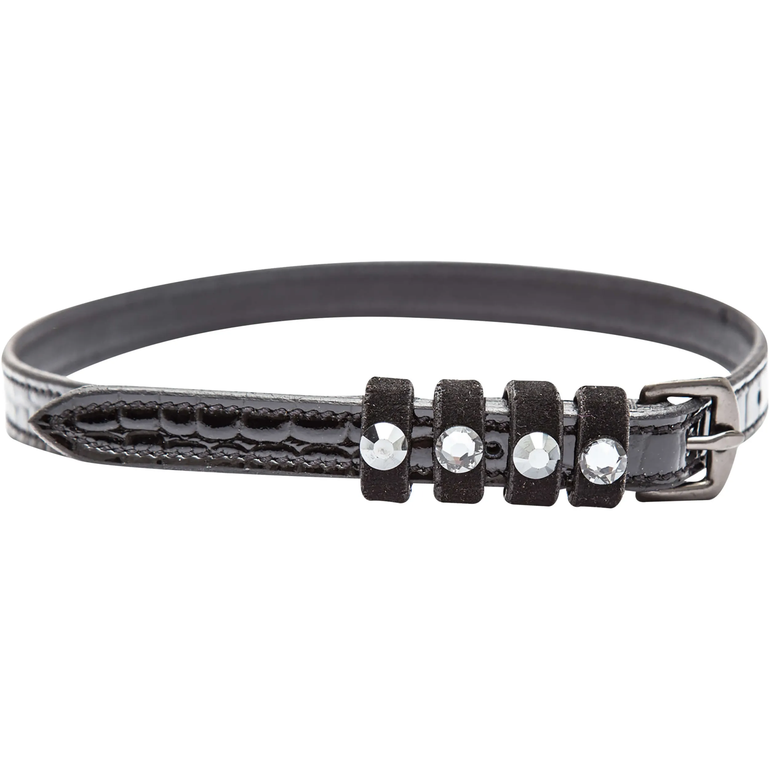 Damen Sporenriemen mit Strass IRHPardouz Leder schwarz/schwarz/croco