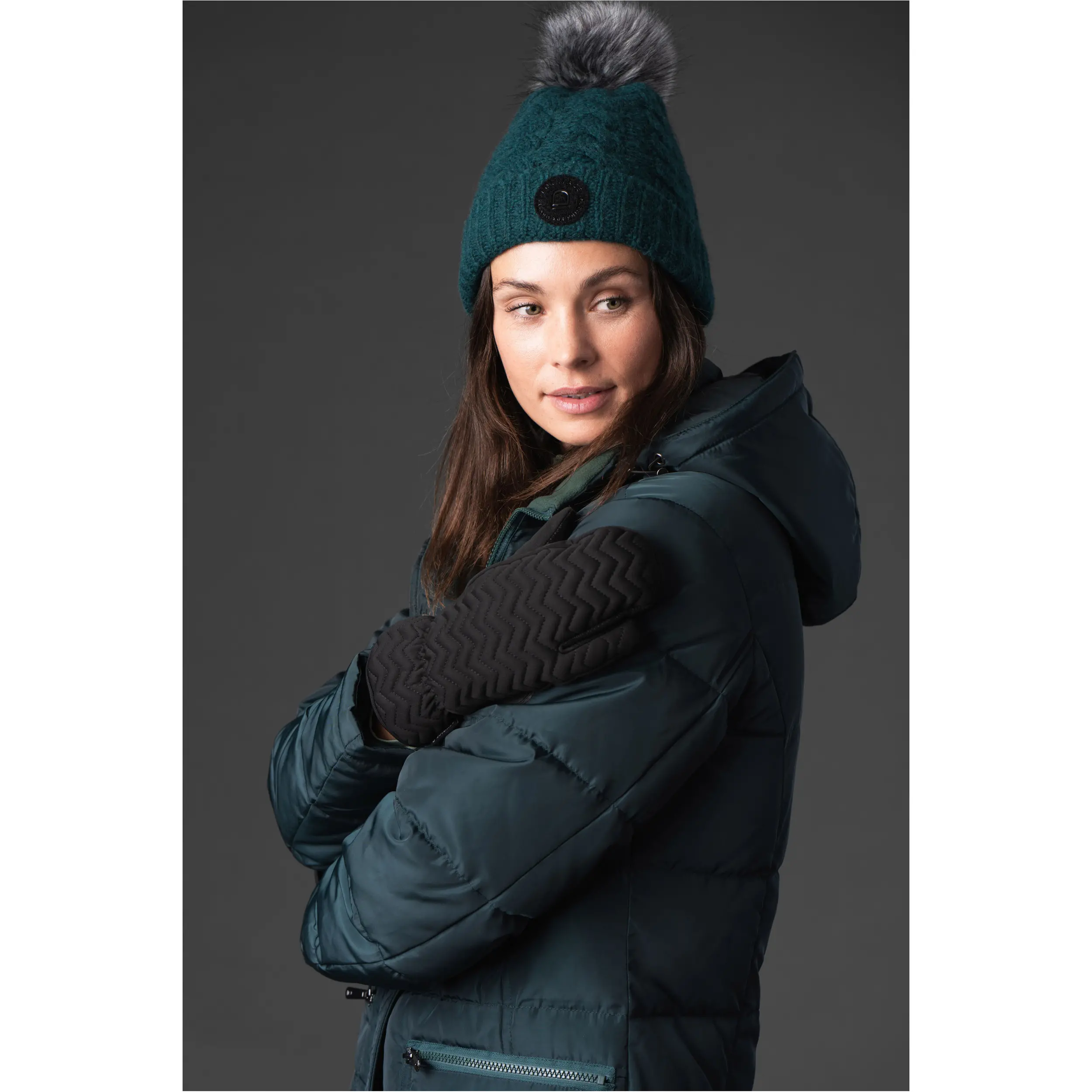 Winter Damen Strickmütze mit Pelz VASILI ponderosa pine
