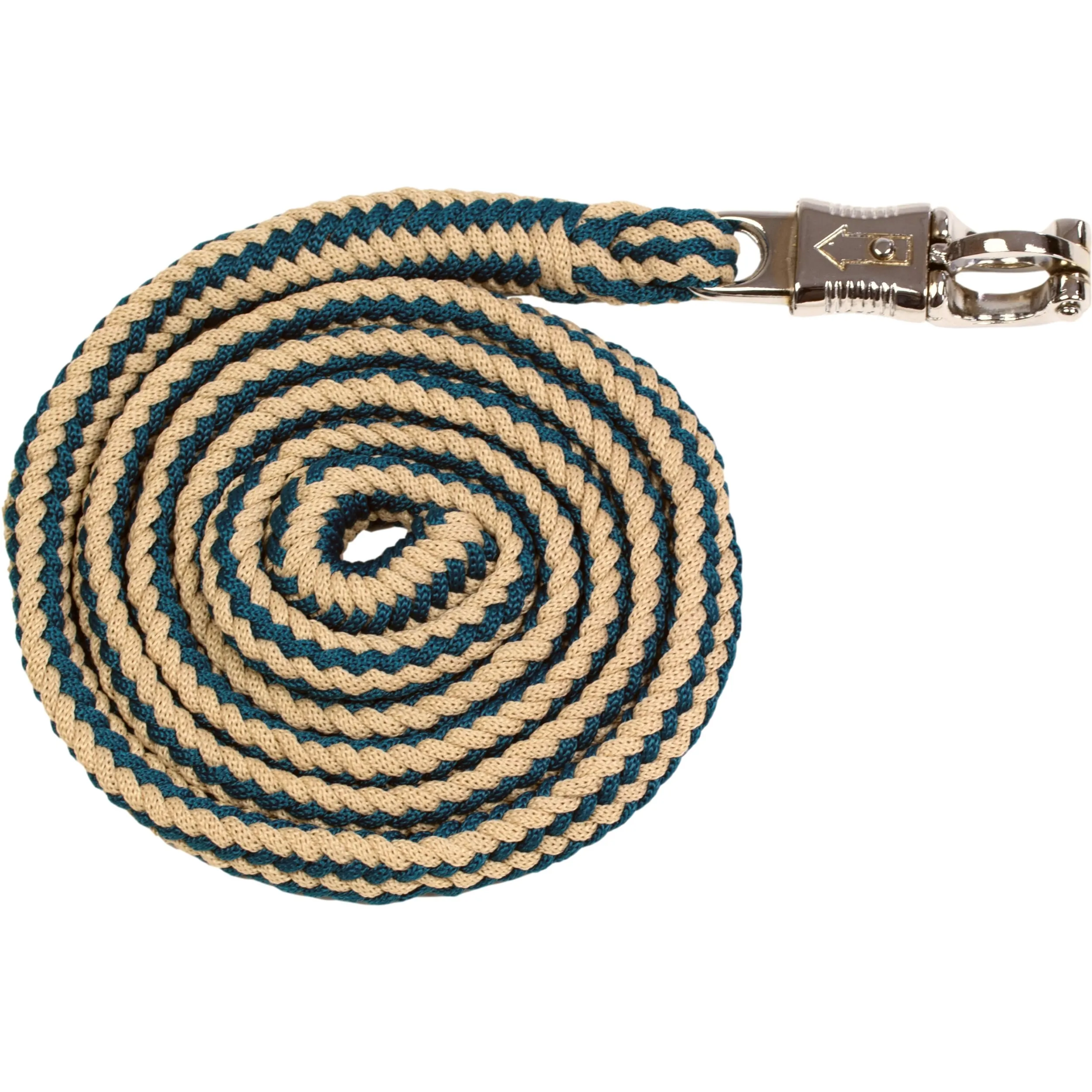 Führstrick mit Panikhaken BASICLINE petrol/karamell 180cm