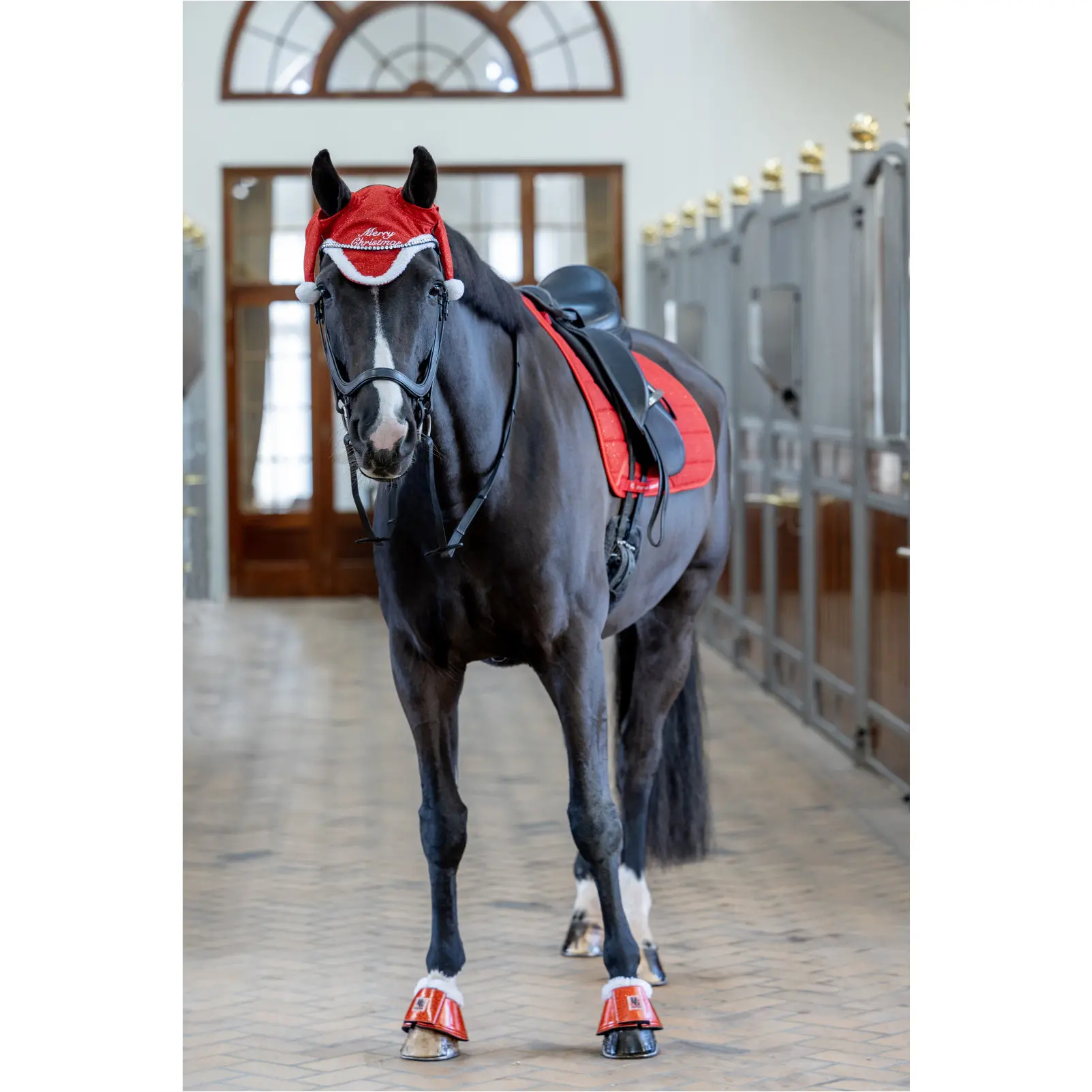 Weihnachtsmütze für das Pferd CHRISTMAS GLITTER rot Weihnachtsmütze für das Pferd CHRISTMAS GLITTER rot