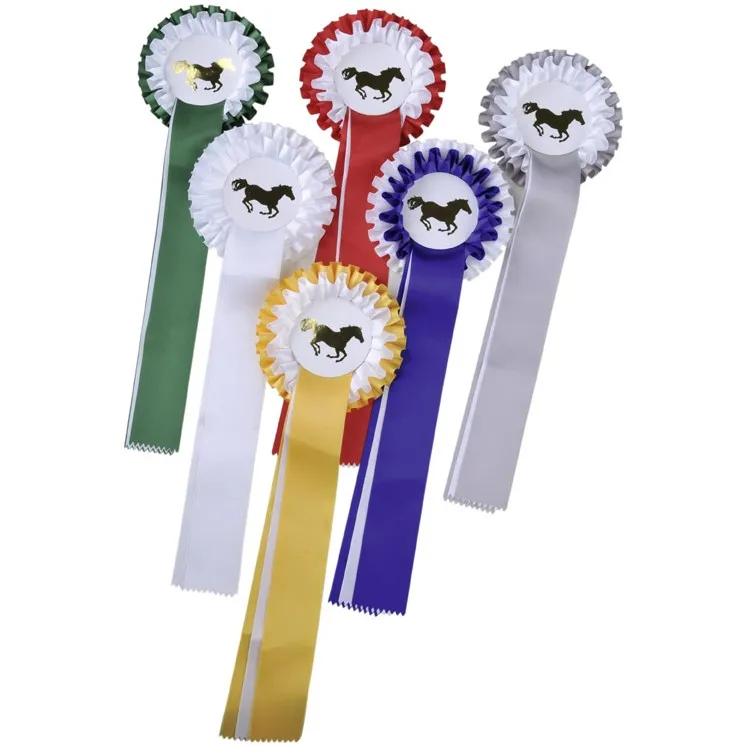 Turnierschleife Zweifachrosette weiß/weiß