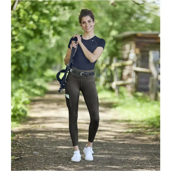 Damen Reitleggings Silikon Vollbesatz HANNA High Waist schlamm