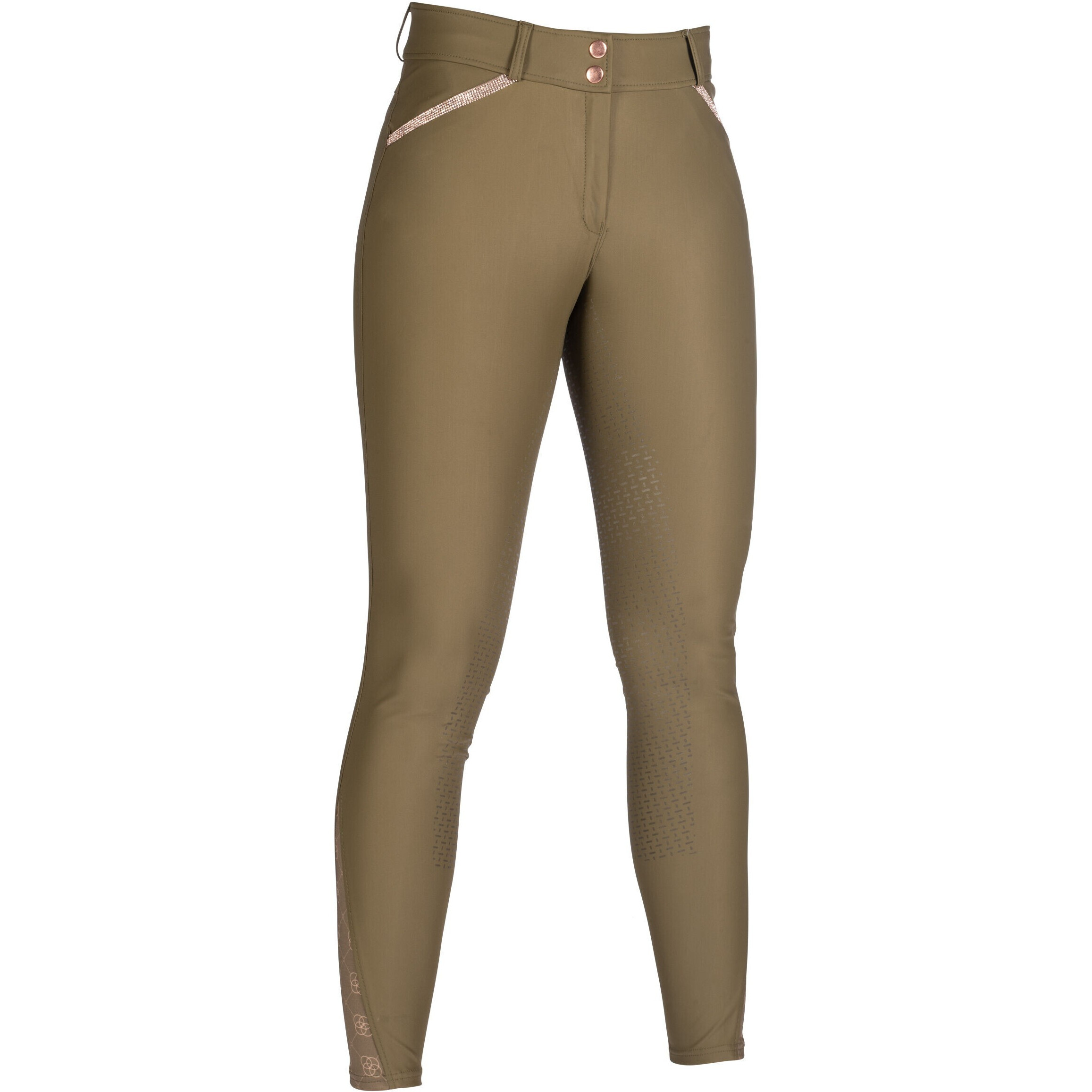 Damen Reithose Silikon Vollbesatz EDINBURGH olivgrün