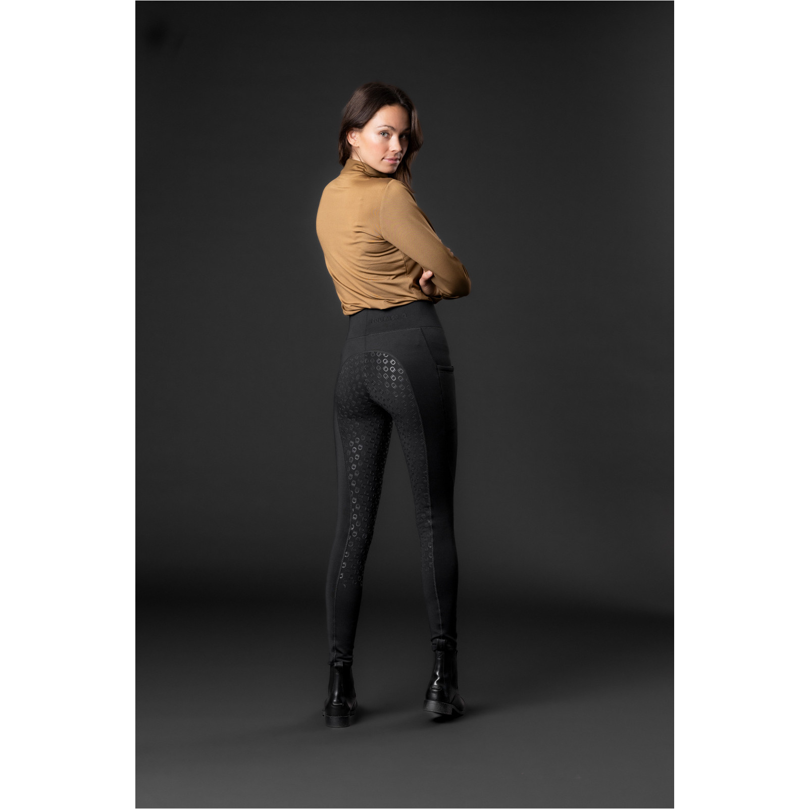 Winter Damen Reitleggings Silikon Vollbesatz SAFINA schwarz