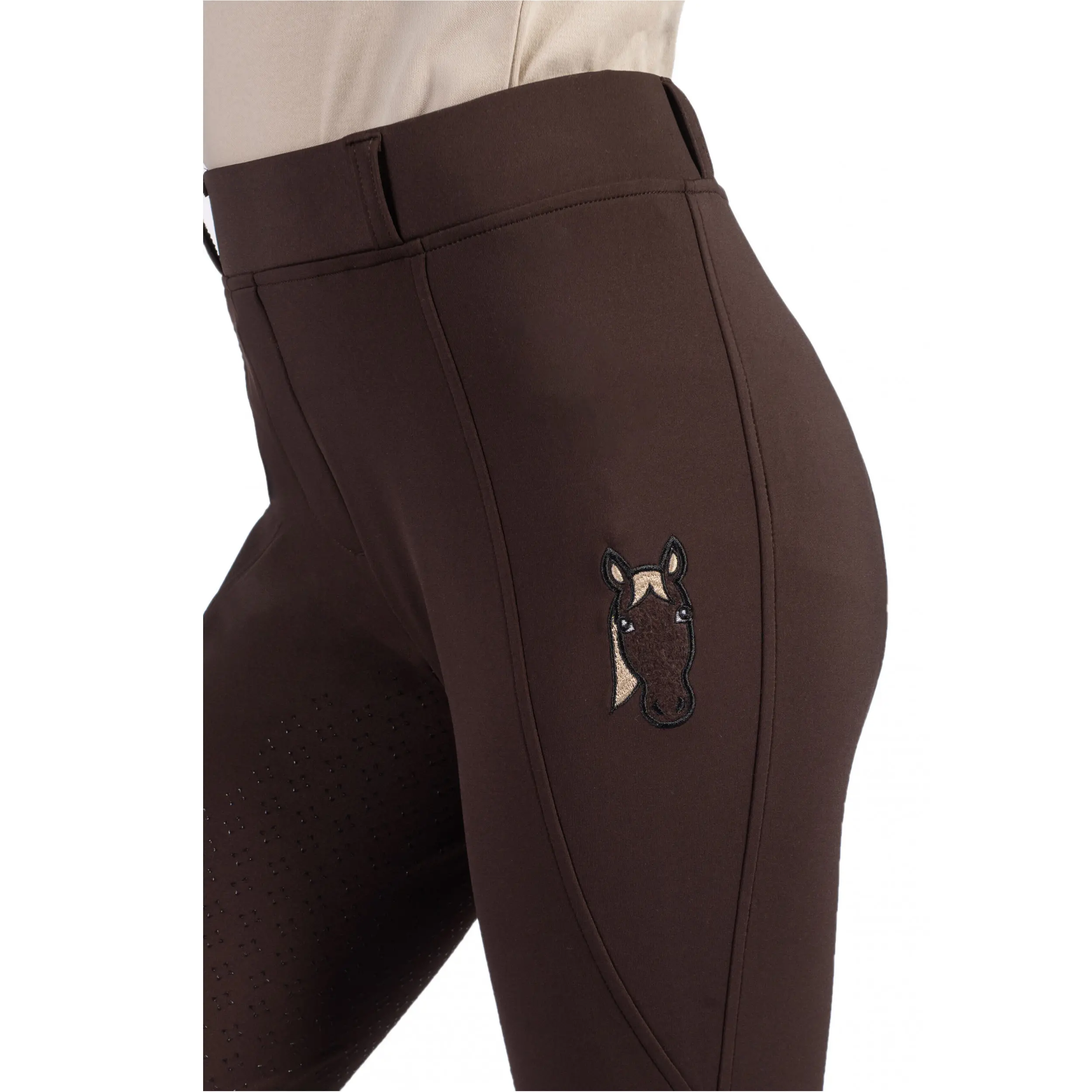 Winter Kinder Reitleggings Silikon Vollbesatz MIA dunkelbraun