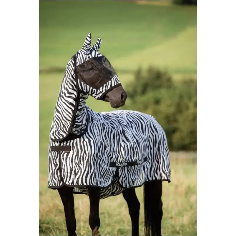 Fliegendecke mit Halsteil RugBe ZEBRA schwarz/weiss