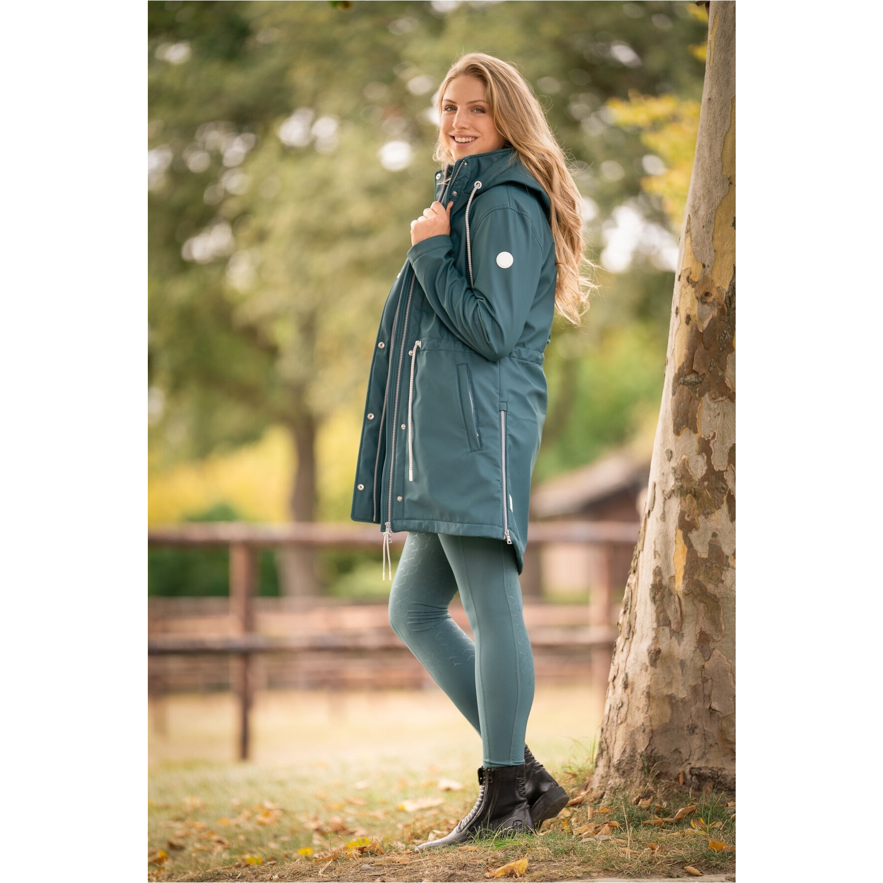 Damen Reitleggings Silikon Vollbesatz TABEA petrol