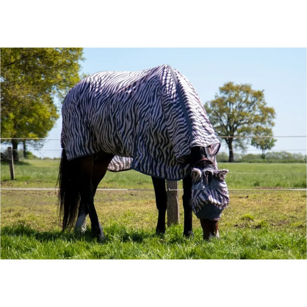 Fliegendecke mit Halsteil ZEBRA rosa/grau