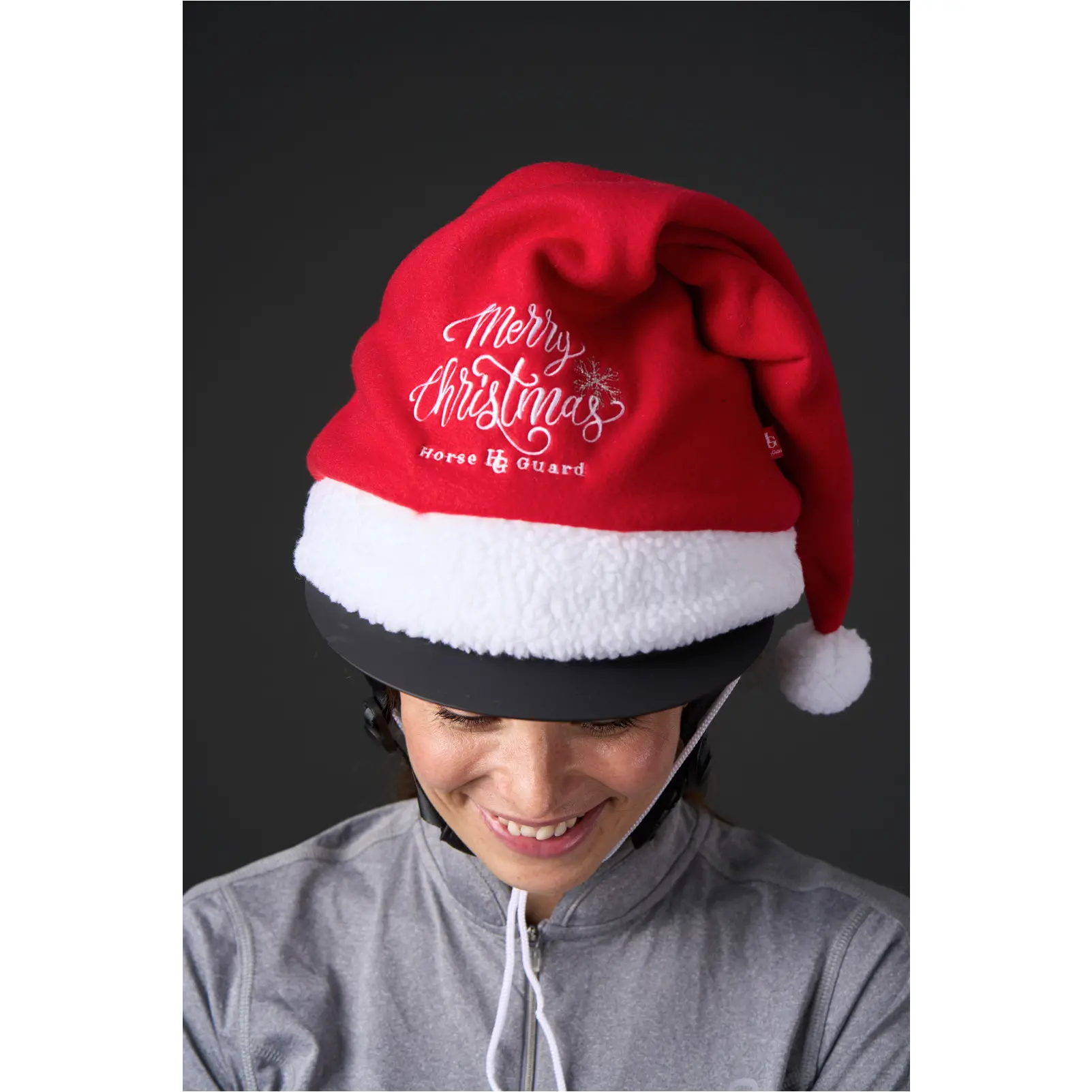 Weihnachtsmütze für den Reithelm CHRISTMAS rot/weiß