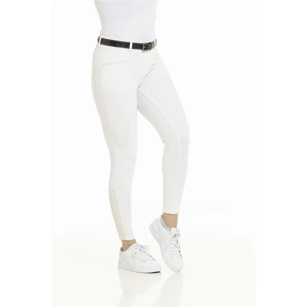 Sommer Damen Reithose Silikon Vollbesatz CLAUDINE Mesh weiß