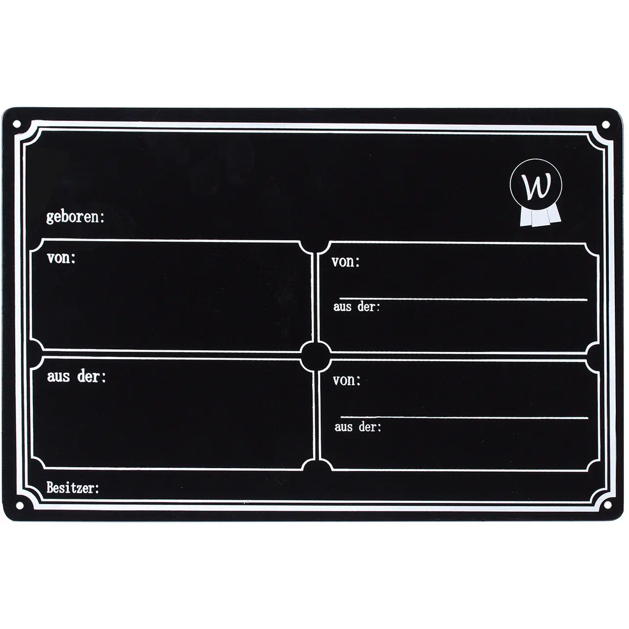Boxenschild Metall schwarz 30x20cm