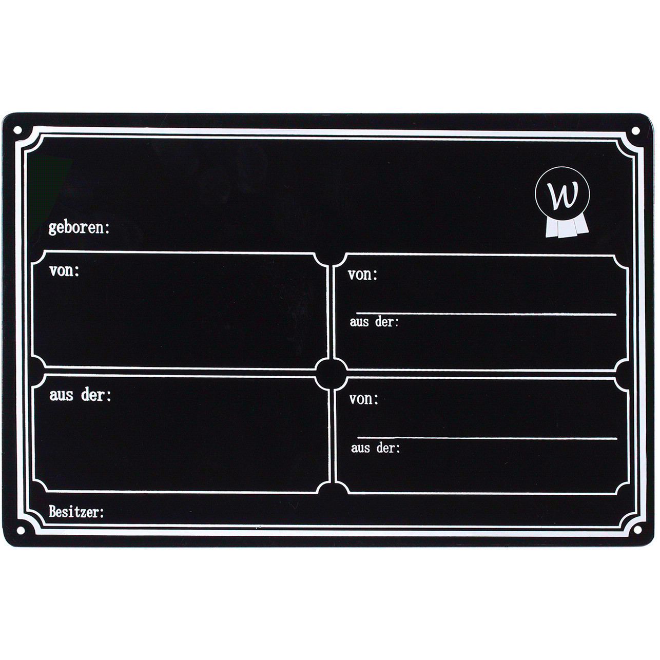 Boxenschild Metall schwarz 30x20cm
