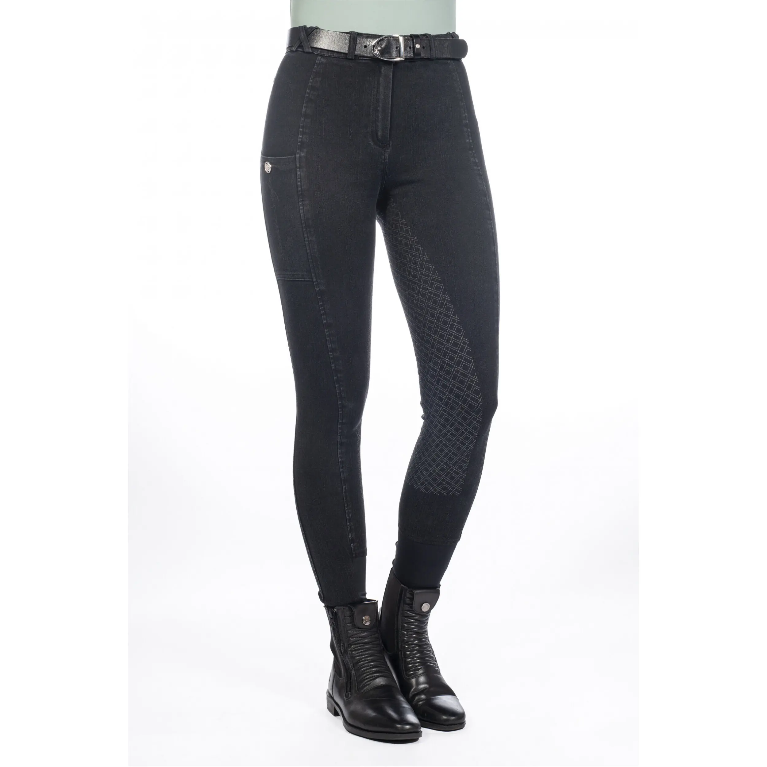 Damen Reithose Silikon Vollbesatz HARBOUR ISLAND DENIM schwarz