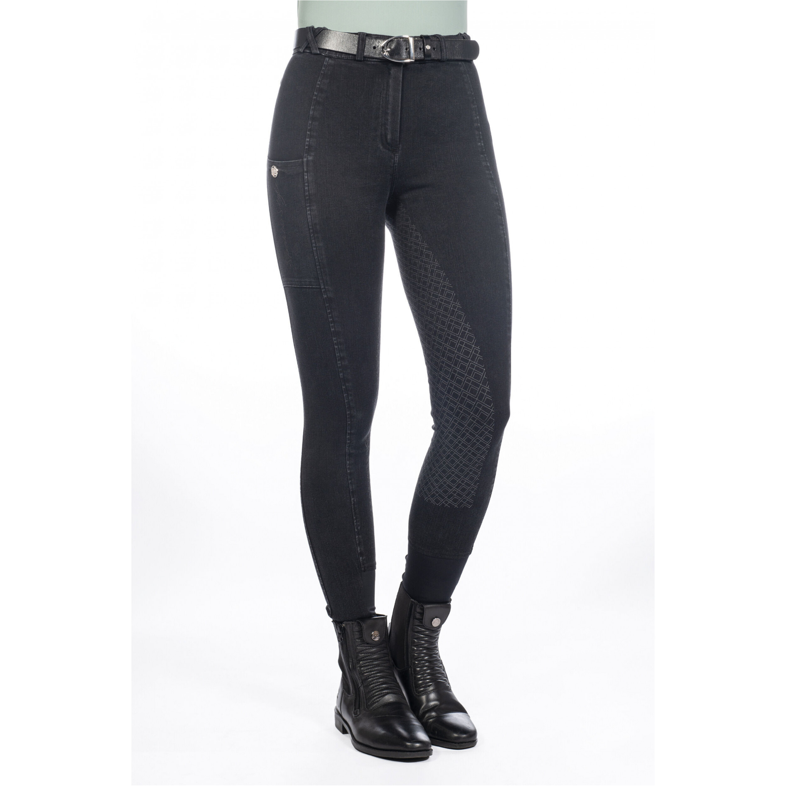 Damen Reithose Silikon Vollbesatz HARBOUR ISLAND DENIM schwarz