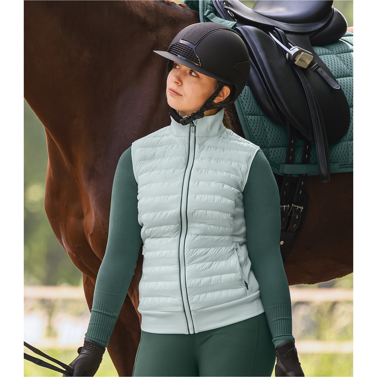 Damen Hybrid Steppweste SEATTLE mintgrün