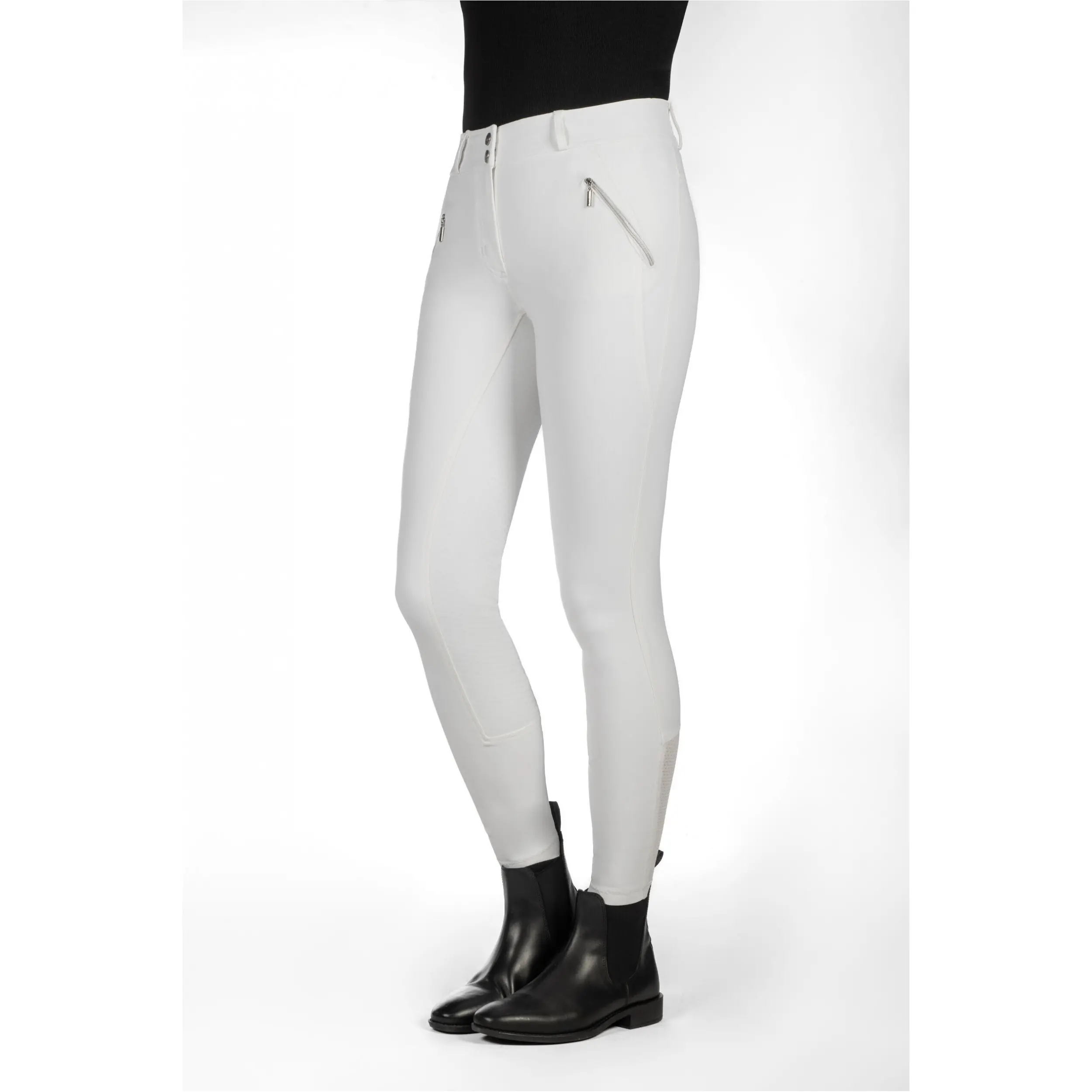Kinder Reithose Silikon Vollbesatz LIA HIGH WAIST weiß