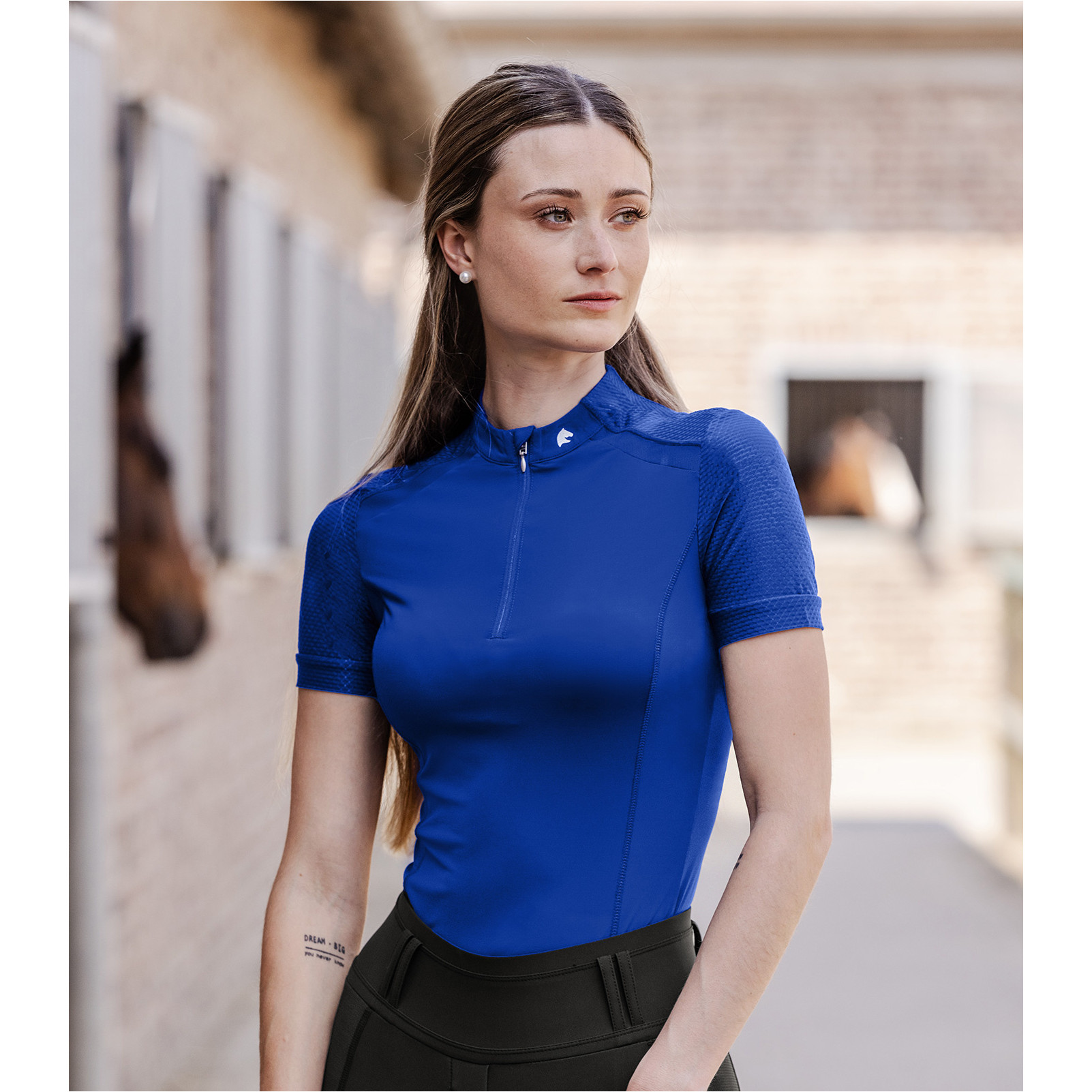 Damen Funktions-Zip-Shirt NANCY mit Mesheinsätzen saphirblau