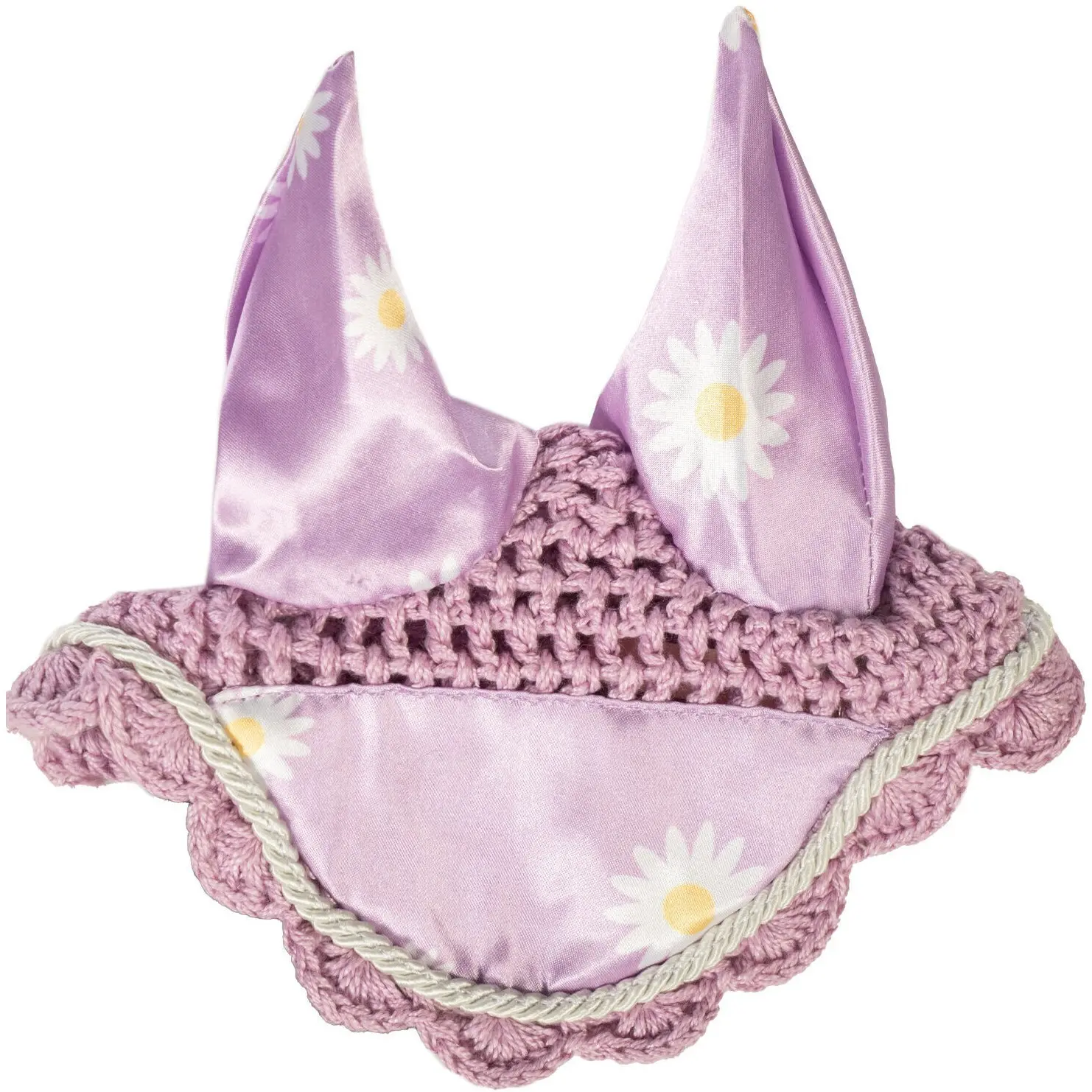 Fliegenhaube HOBBY HORSING PRINT violett mit Gänseblümchen 
