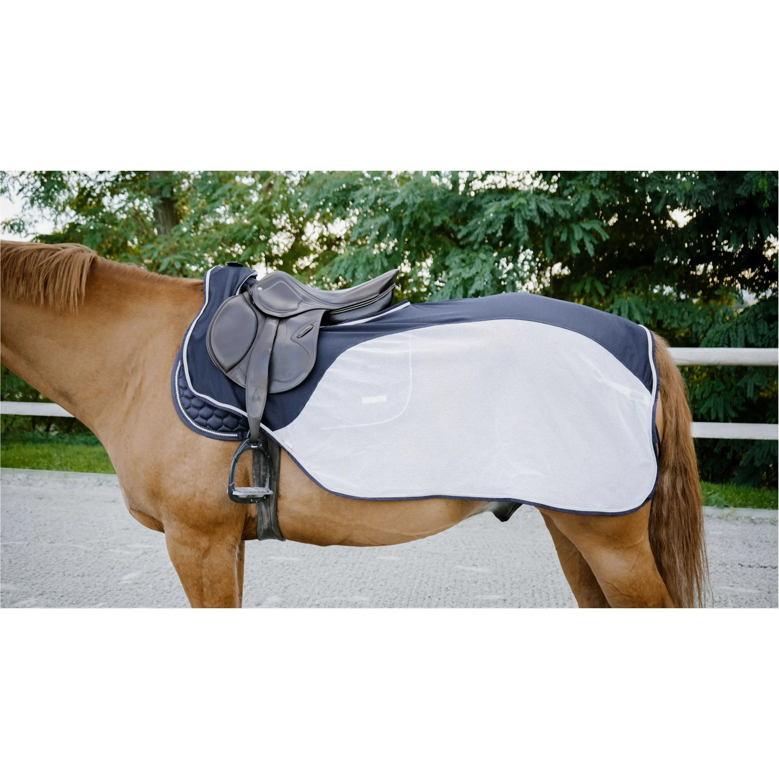 Fliegenausreitdecke FLYCOOL marine/weiß 125cm