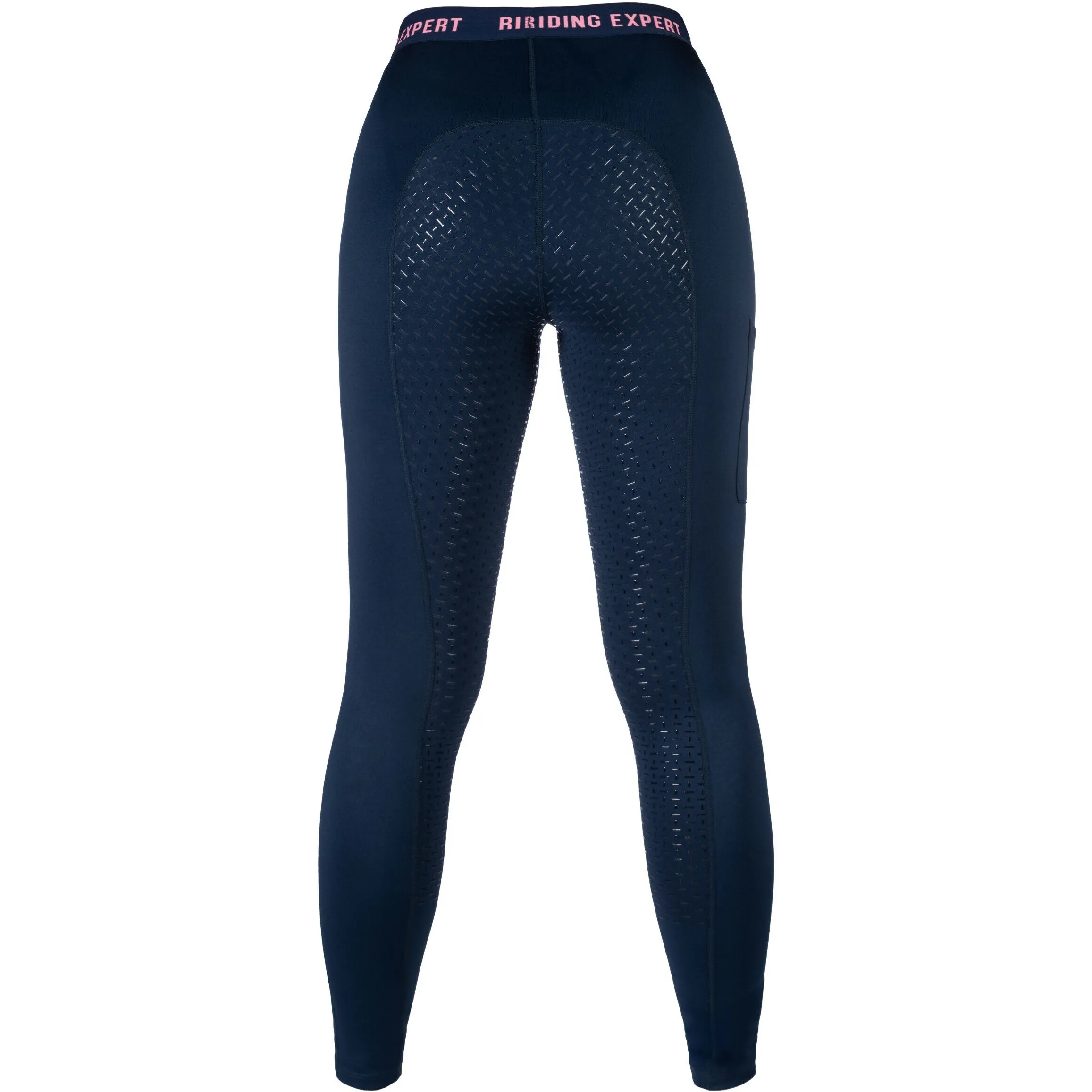 Damen Reitleggings Silikon Vollbesatz GRAZ STYLE dunkelblau/neon koralle