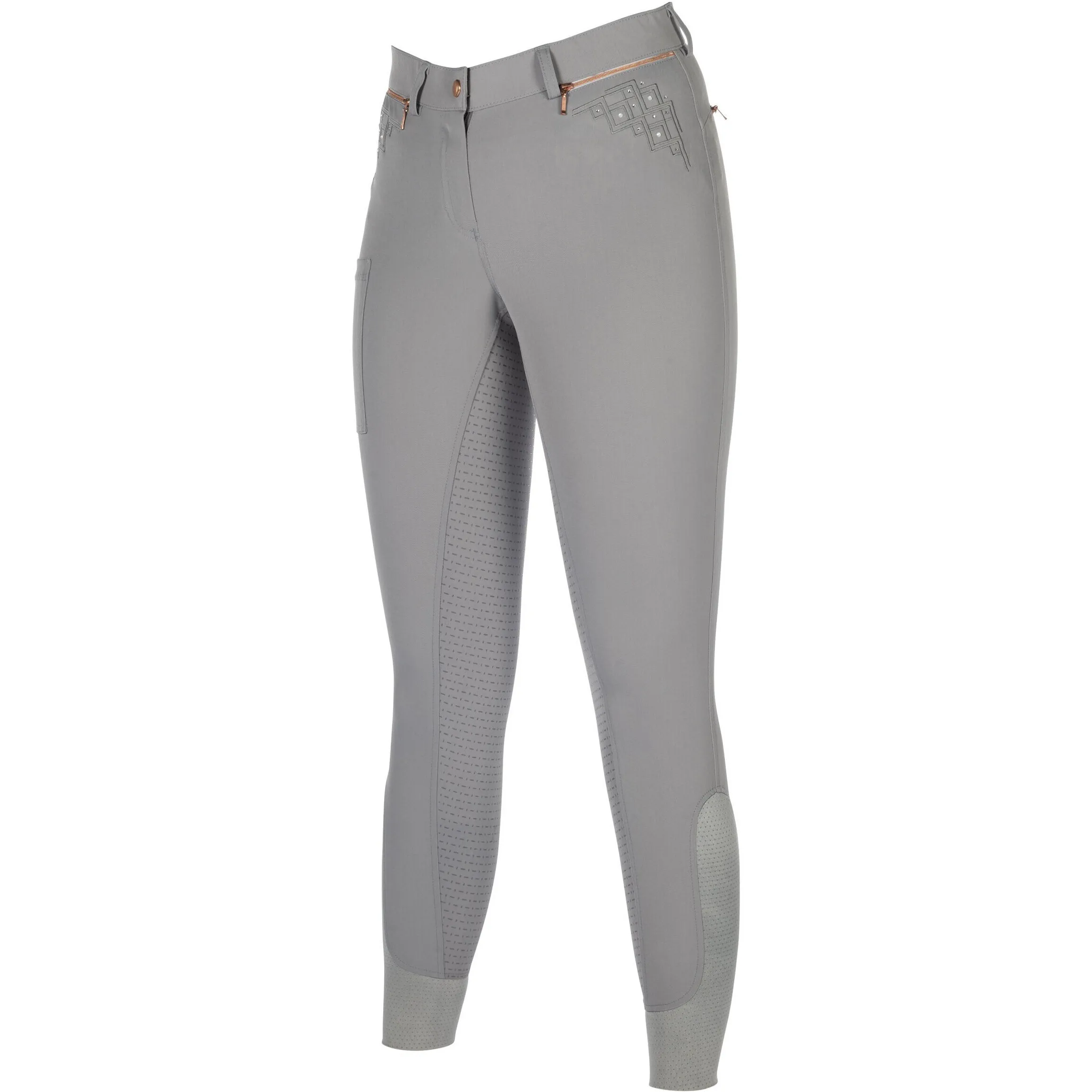 Damen Reithose Silikon Vollbesatz ROSEGOLD SPARKLE STYLE grau/rosegold