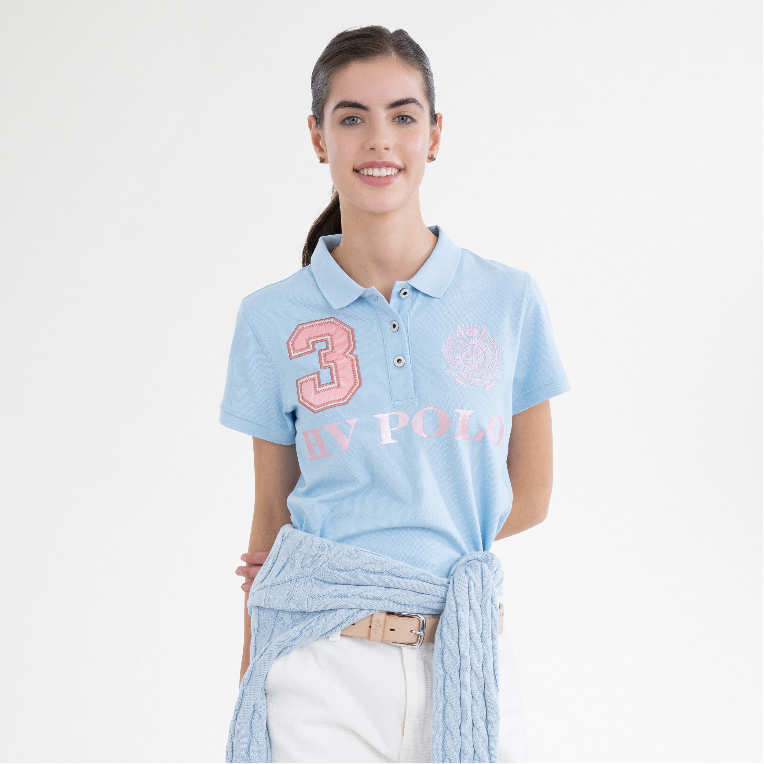 Damen Poloshirt HVPFavouritas EQ powder blue